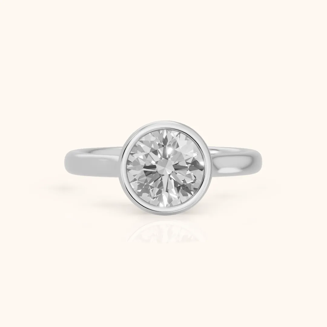 Isla Bezel Solitaire Round Diamond Engagement Ring in Silver — view 2