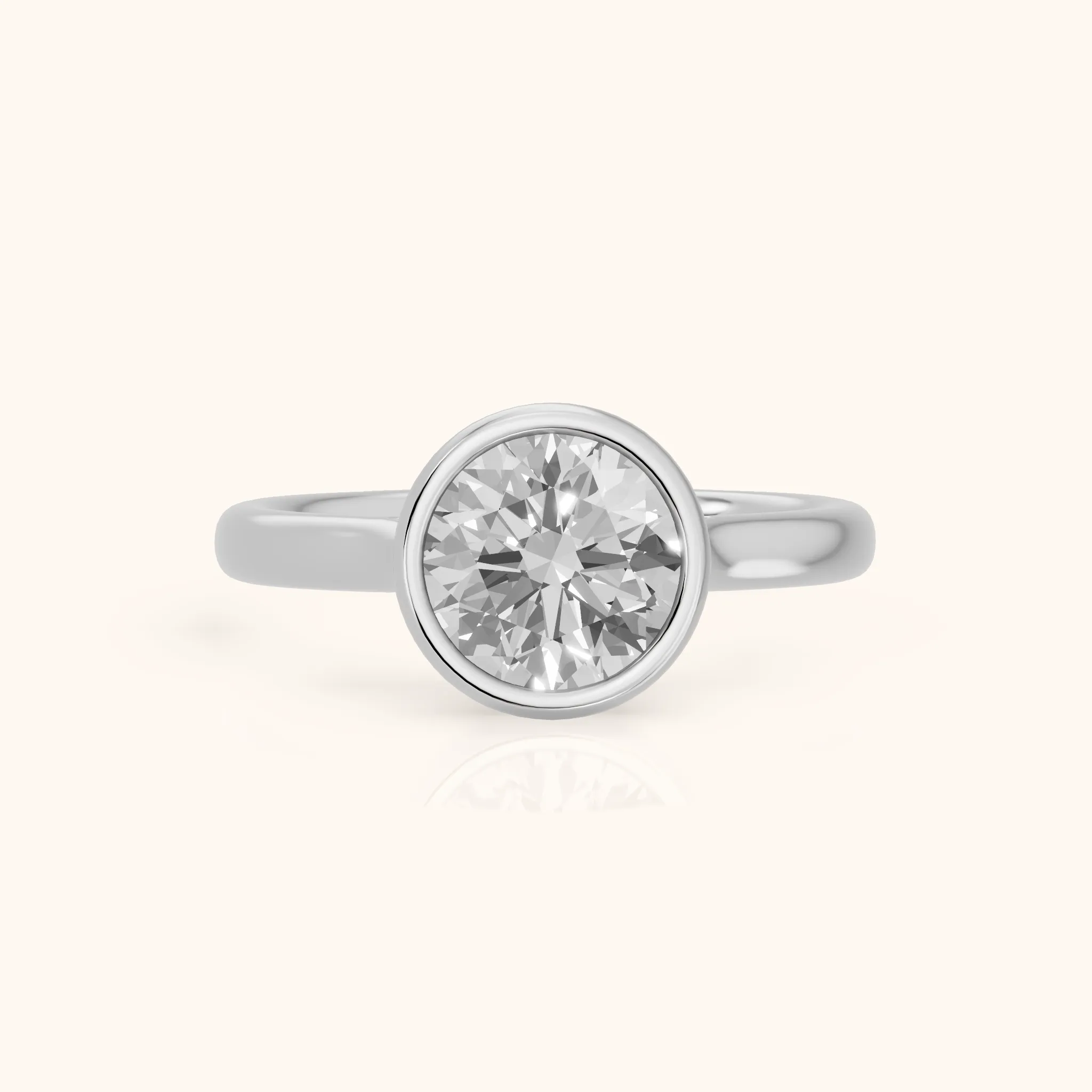 Isla Bezel Solitaire Round Diamond Engagement Ring in Silver — view 1