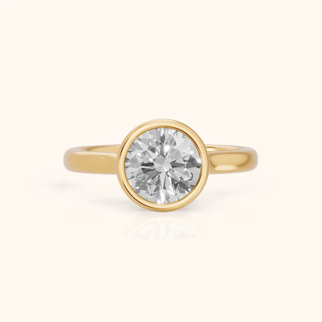 Isla Bezel Solitaire Round Diamond Engagement Ring in Yellow Gold — view 2