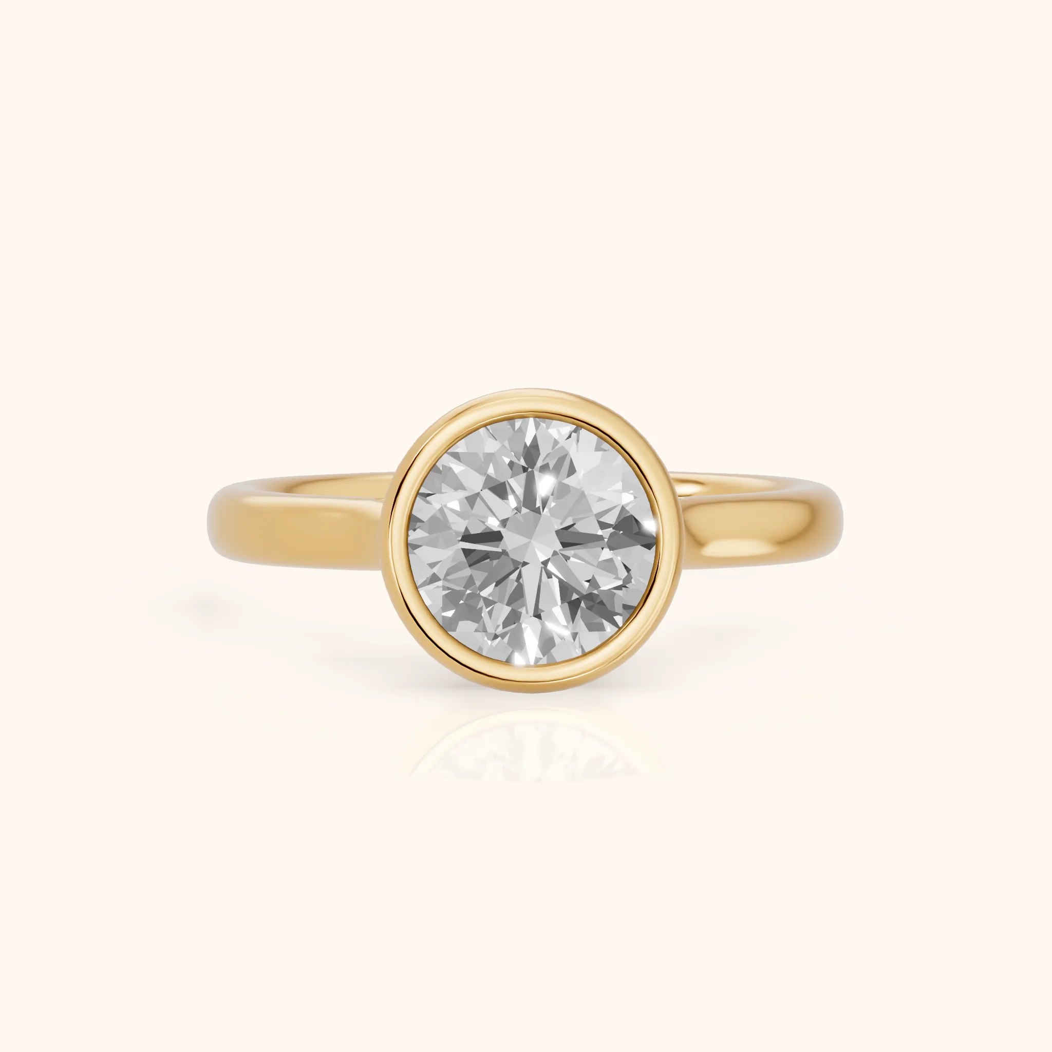 Isla Bezel Solitaire Round Diamond Engagement Ring in Yellow Gold — view 1