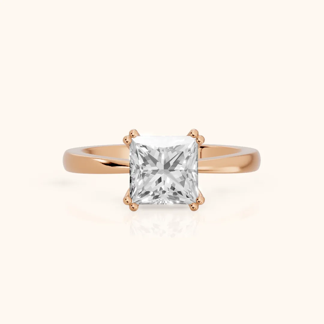Lorelei Solitaire Princess Diamond Engagement Ring in Rose Gold — view 2