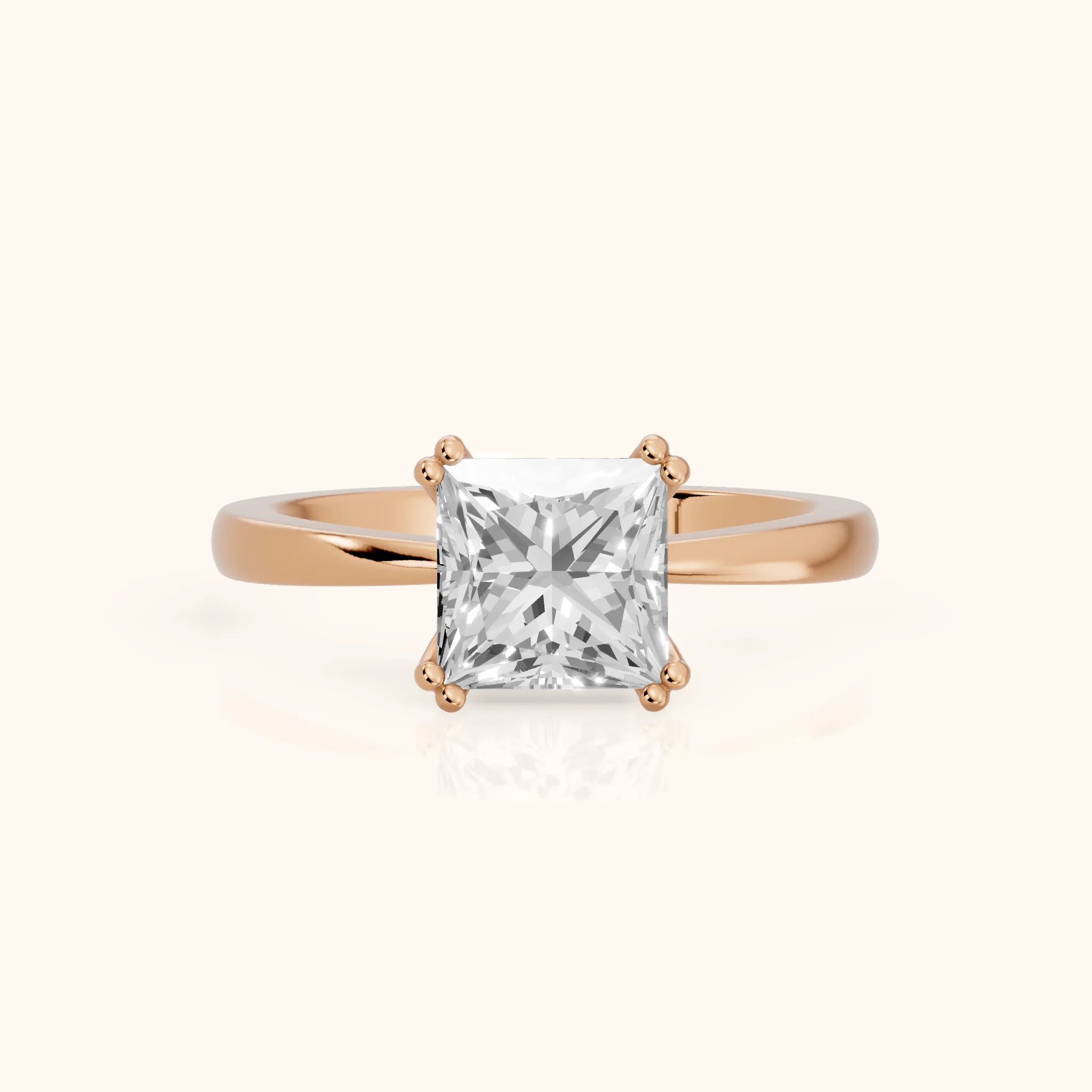 Lorelei Solitaire Princess Diamond Engagement Ring in Rose Gold — view 1