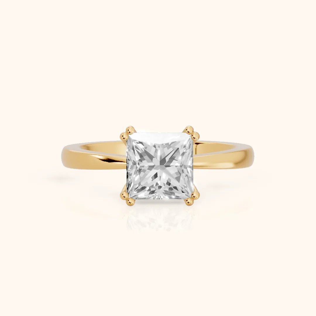 Lorelei Solitaire Princess Diamond Engagement Ring in Yellow Gold — view 2
