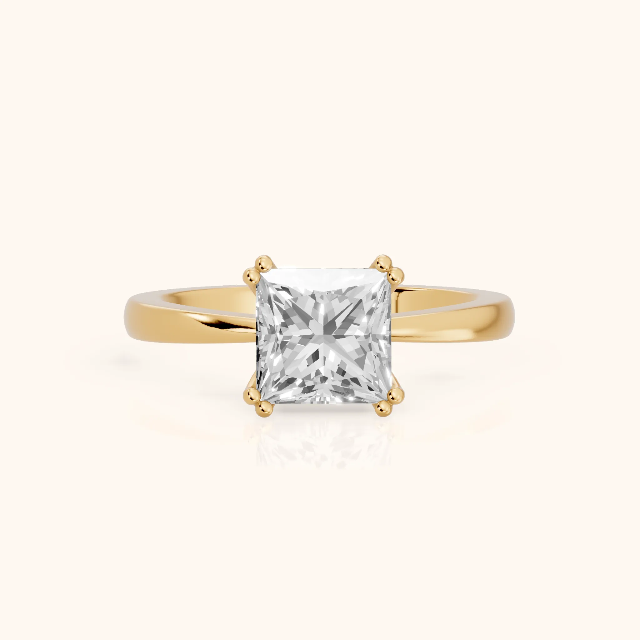 Lorelei Solitaire Princess Diamond Engagement Ring in Yellow Gold — view 1