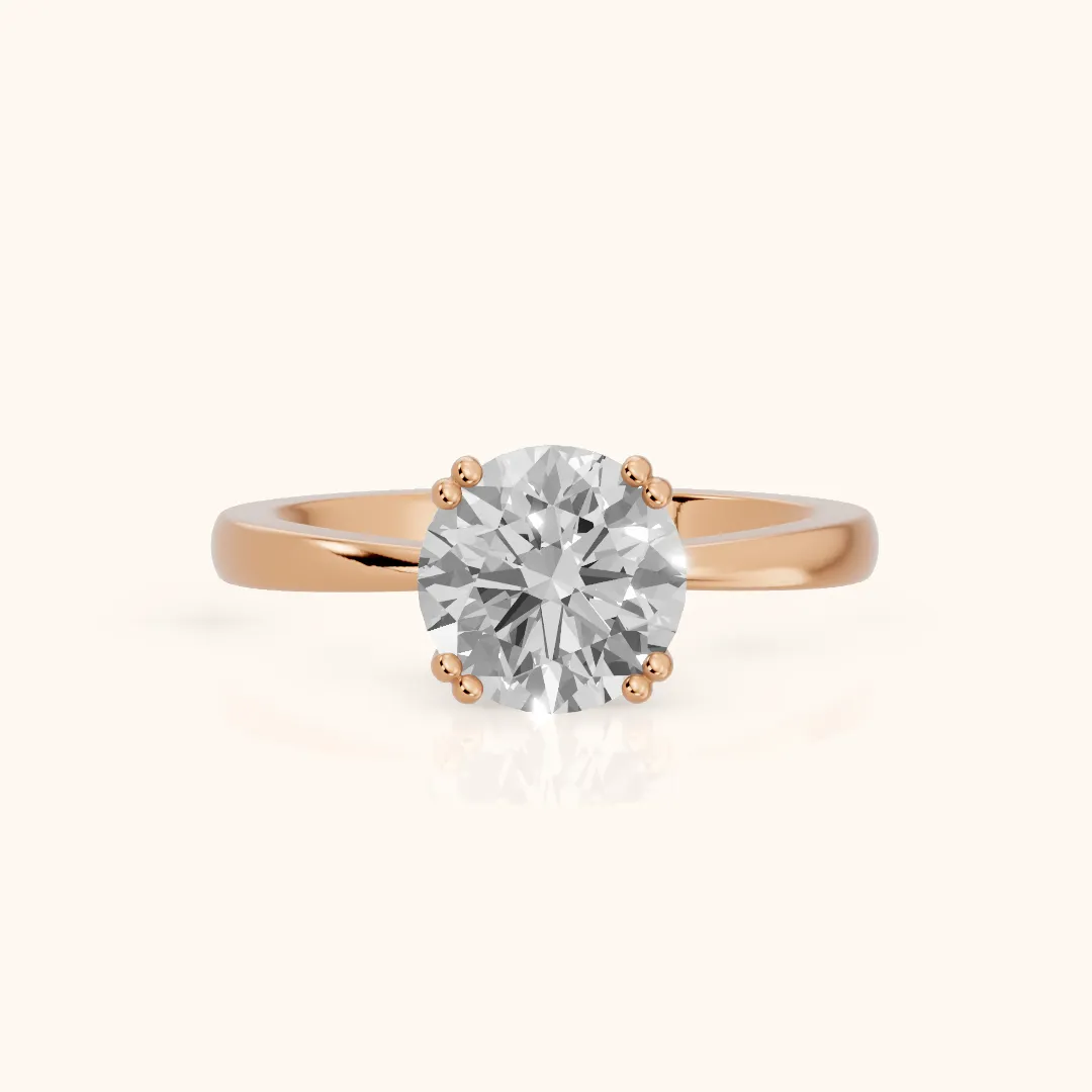 Lorelei Solitaire Round Diamond Engagement Ring in Rose Gold — view 2