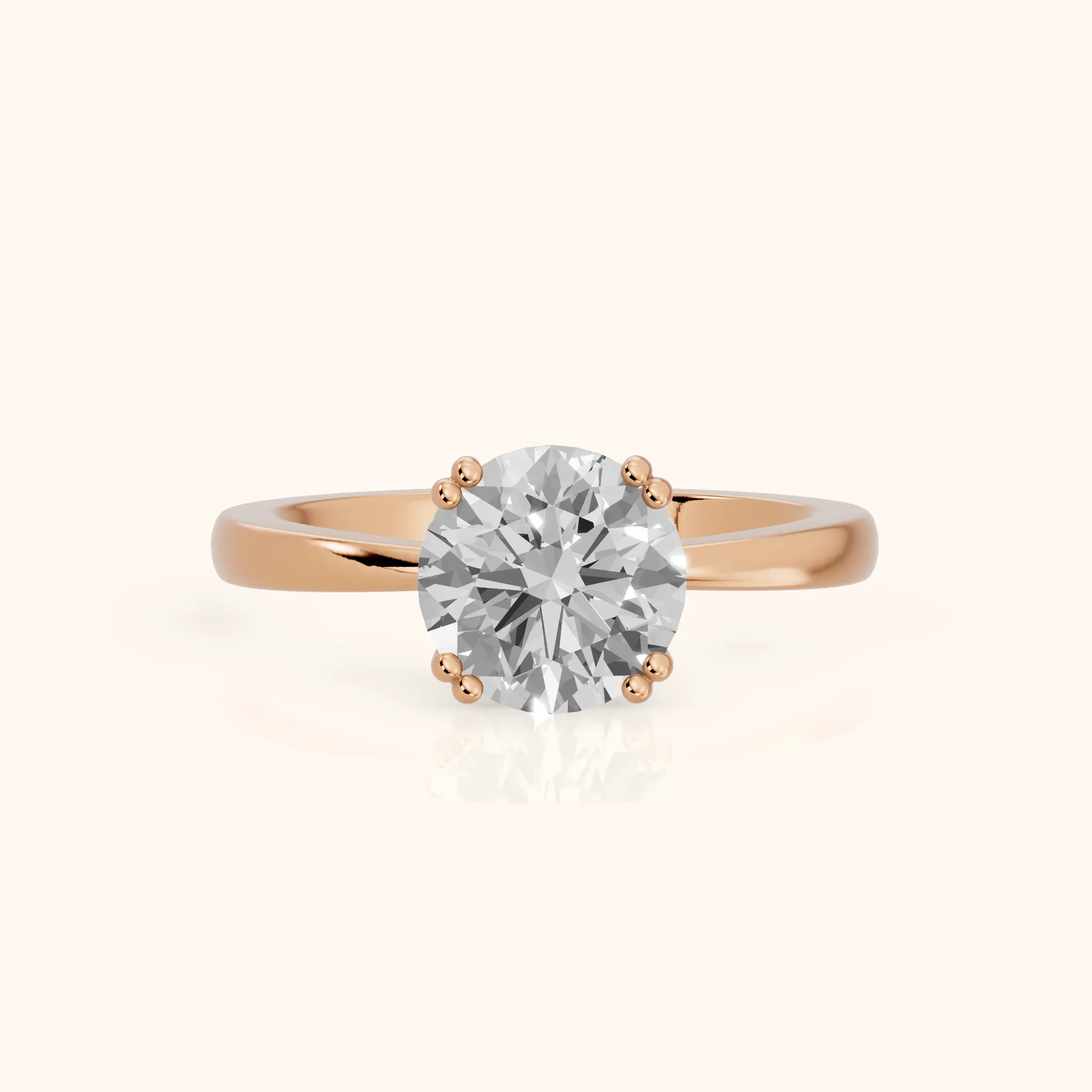 Lorelei Solitaire Round Diamond Engagement Ring in Rose Gold — view 1