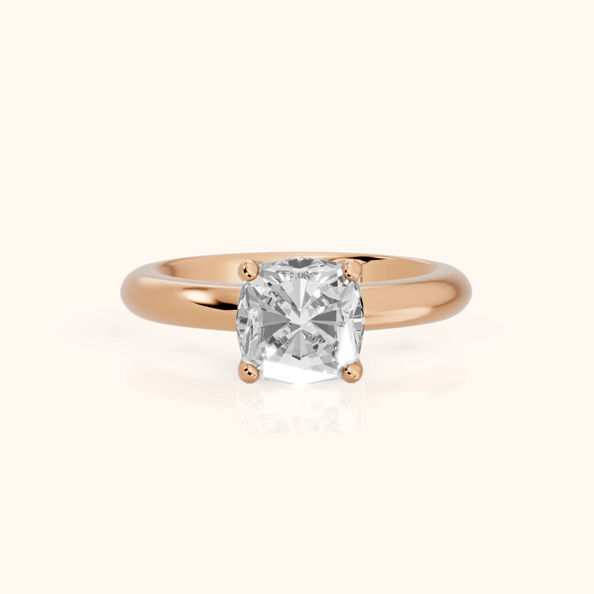 Clementine Solitaire Cushion Diamond Engagement Ring in Rose Gold — view 1