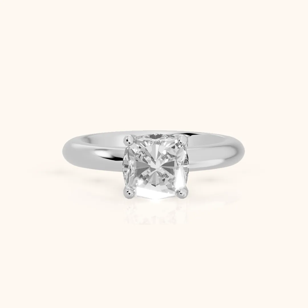 Clementine Solitaire Cushion Diamond Engagement Ring in White Gold — view 2