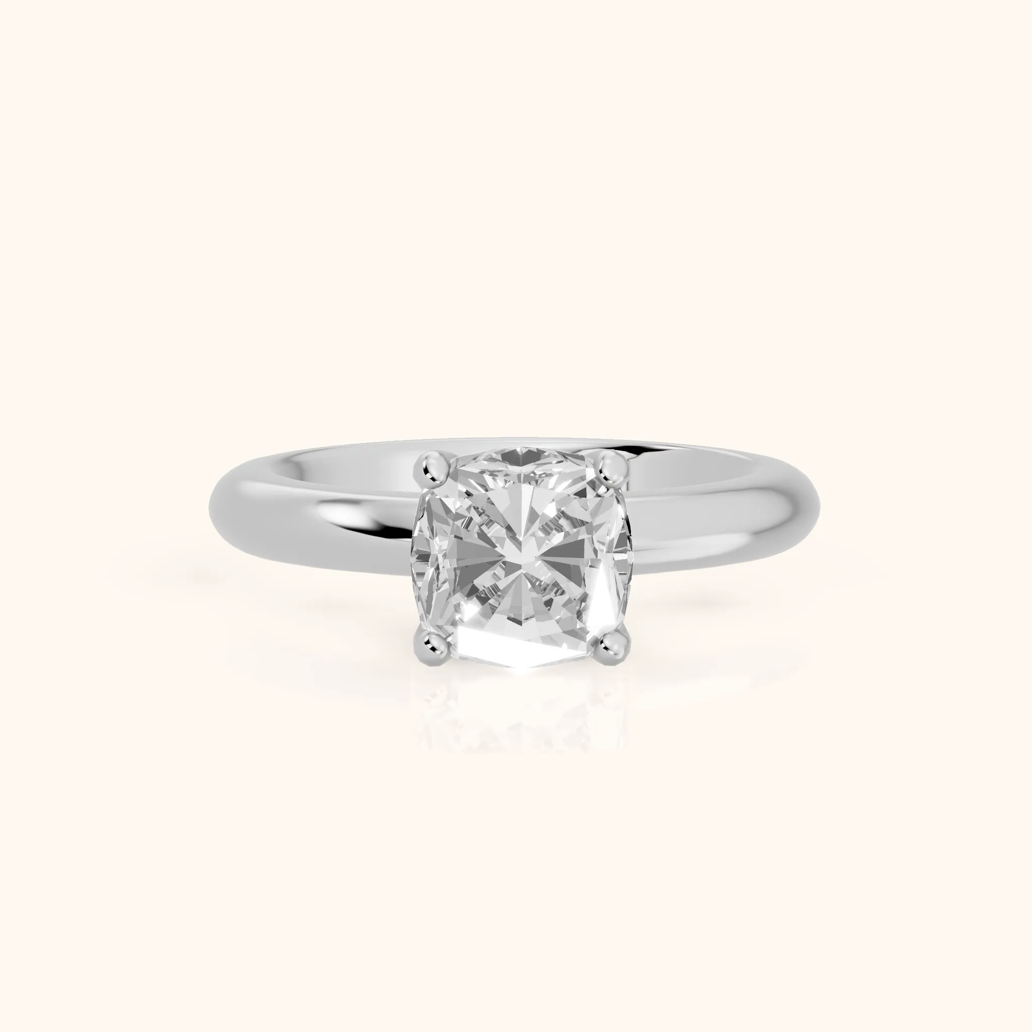 Clementine Solitaire Cushion Diamond Engagement Ring in White Gold — view 1