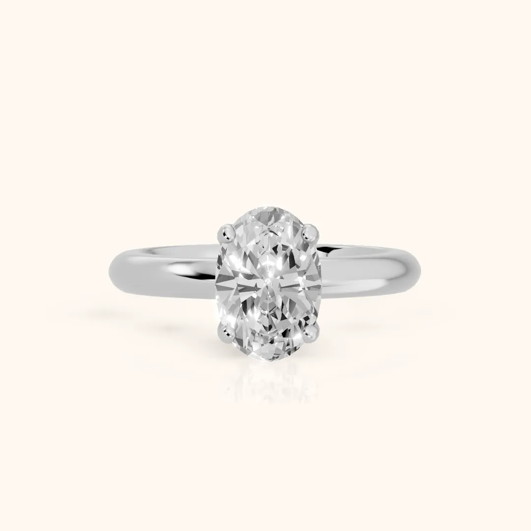 Clementine Solitaire Oval Diamond Engagement Ring in White Gold — view 2