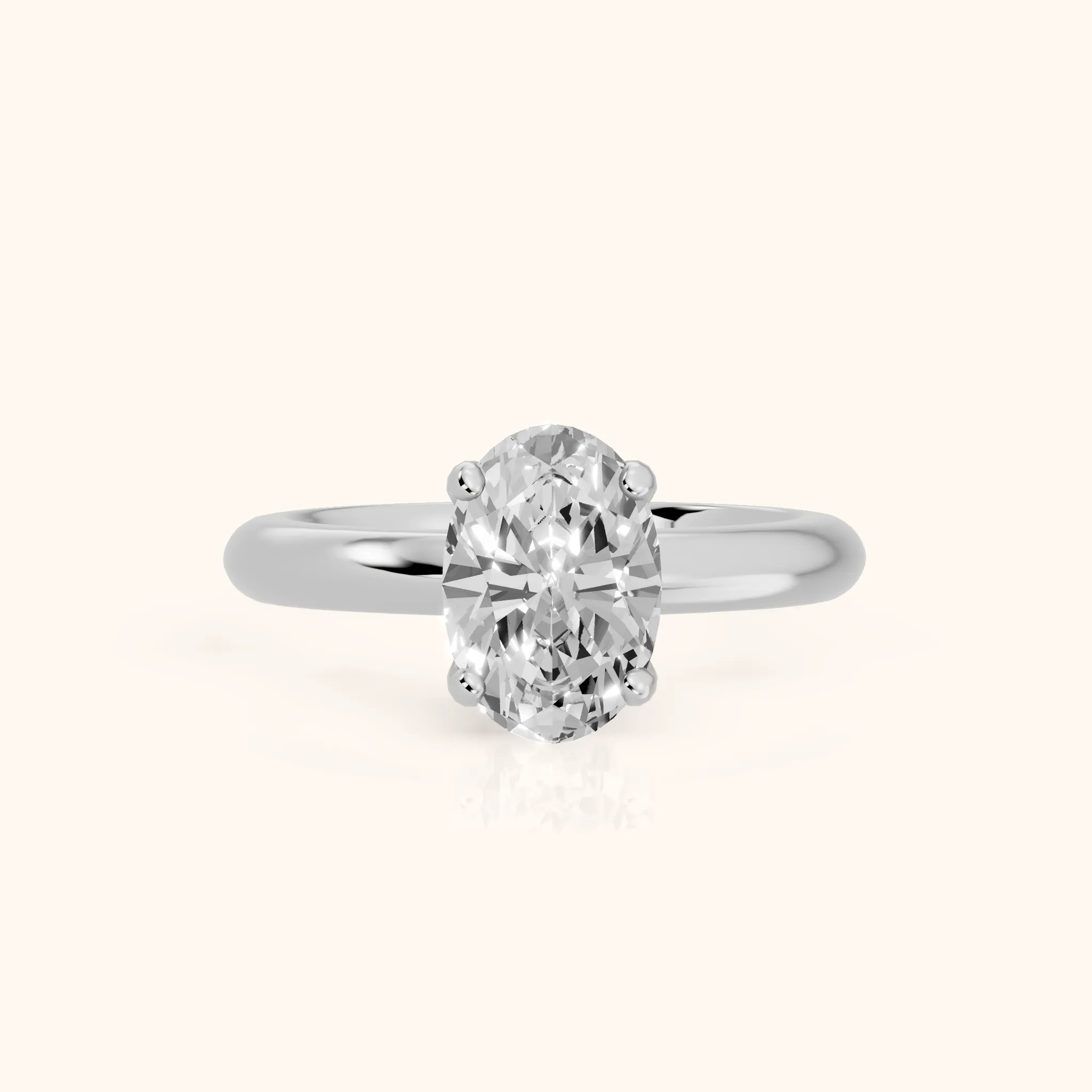 Clementine Solitaire Oval Diamond Engagement Ring in White Gold — view 1