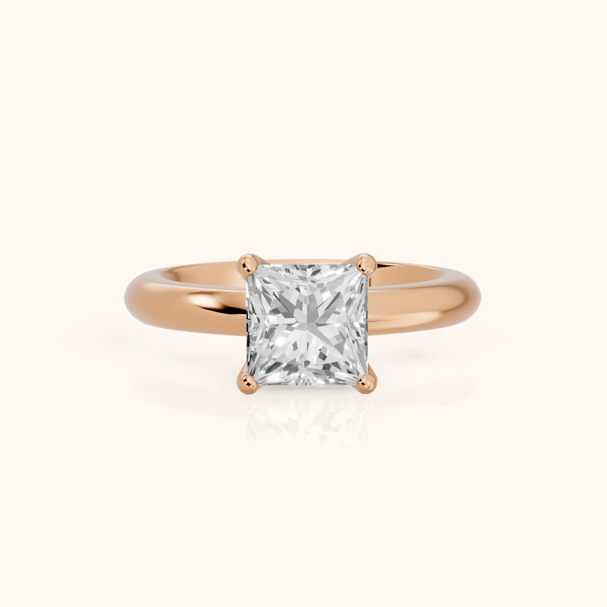 Clementine Solitaire Princess Diamond Engagement Ring in Rose Gold — view 1