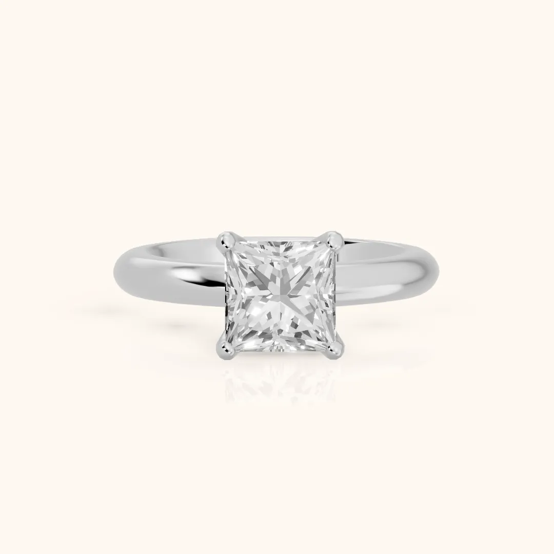 Clementine Solitaire Princess Diamond Engagement Ring in Silver — view 2