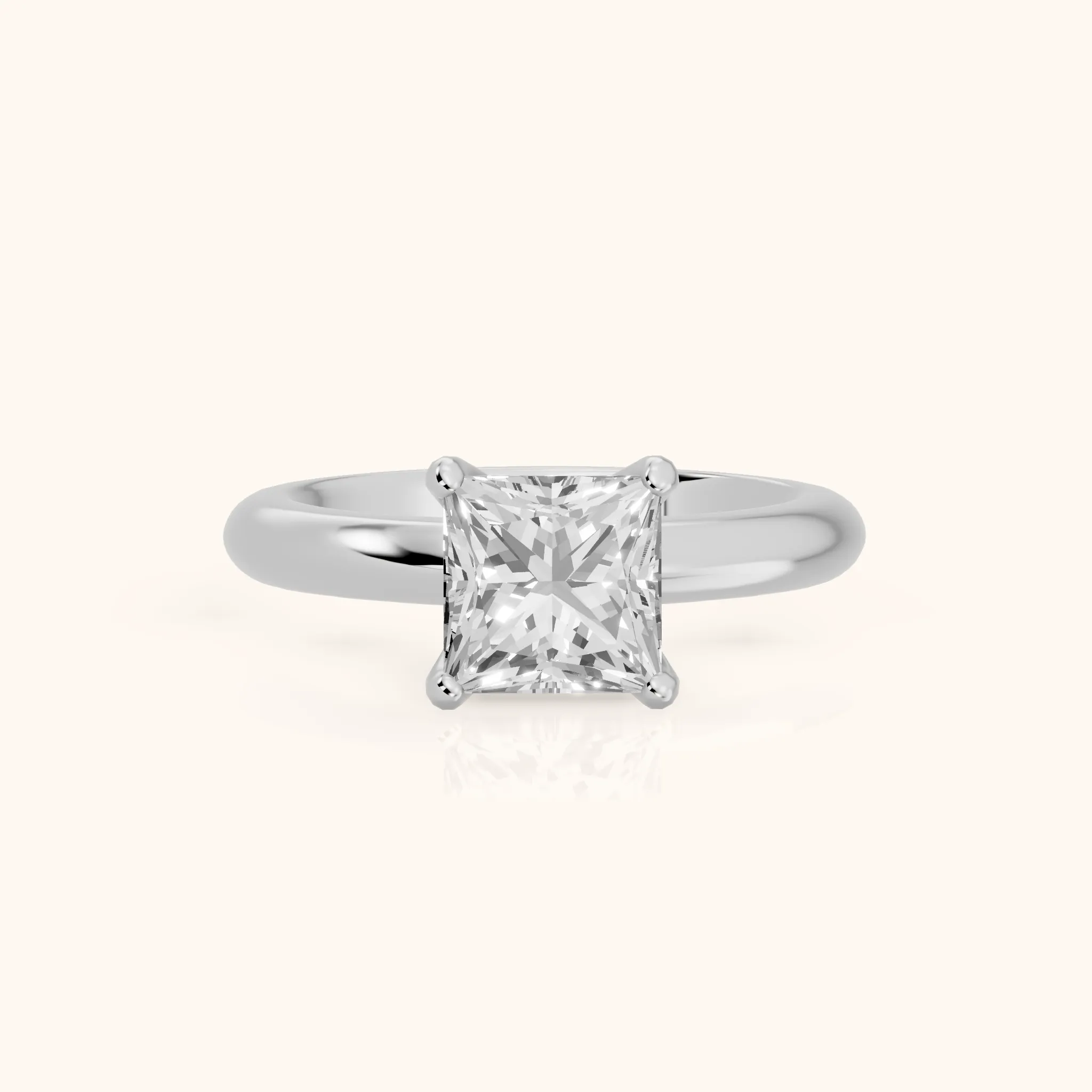 Clementine Solitaire Princess Diamond Engagement Ring in Silver — view 1