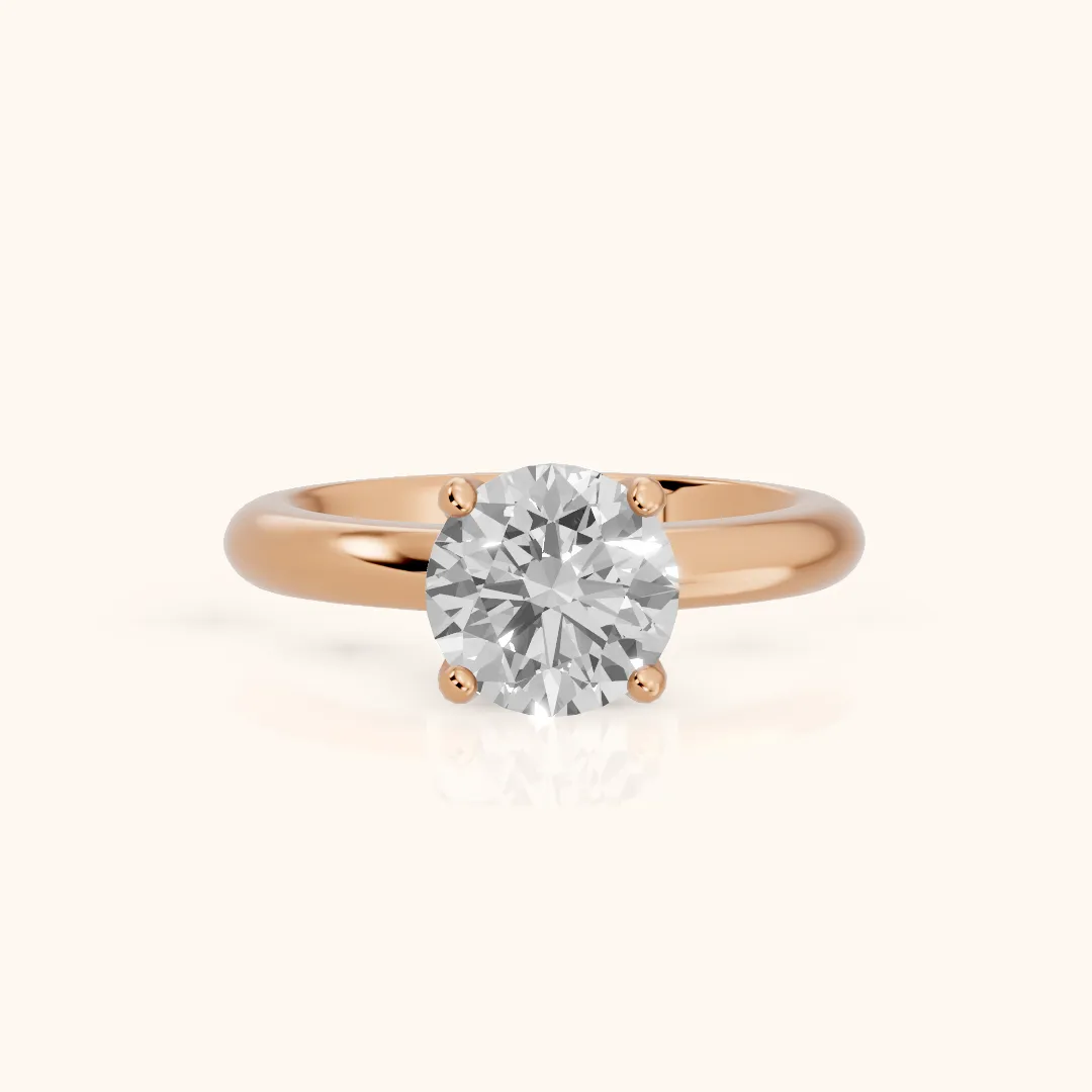 Clementine Solitaire Round Diamond Engagement Ring in Rose Gold — view 2