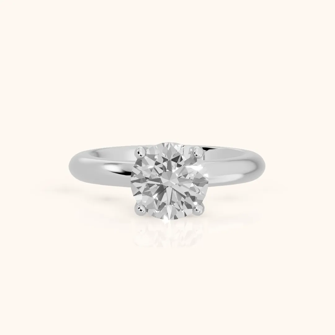 Clementine Solitaire Round Diamond Engagement Ring in Silver — view 2