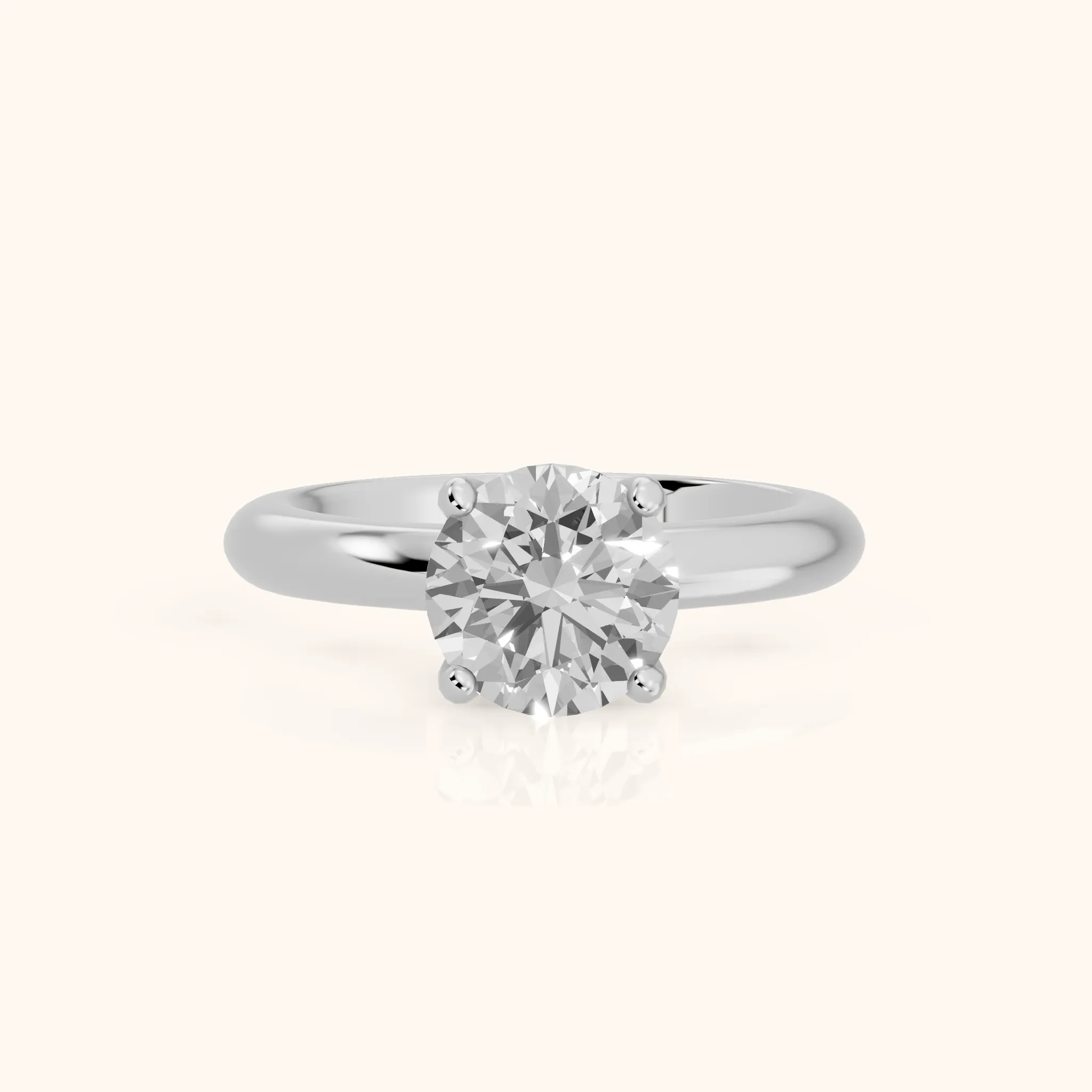 Clementine Solitaire Round Diamond Engagement Ring in Silver — view 1