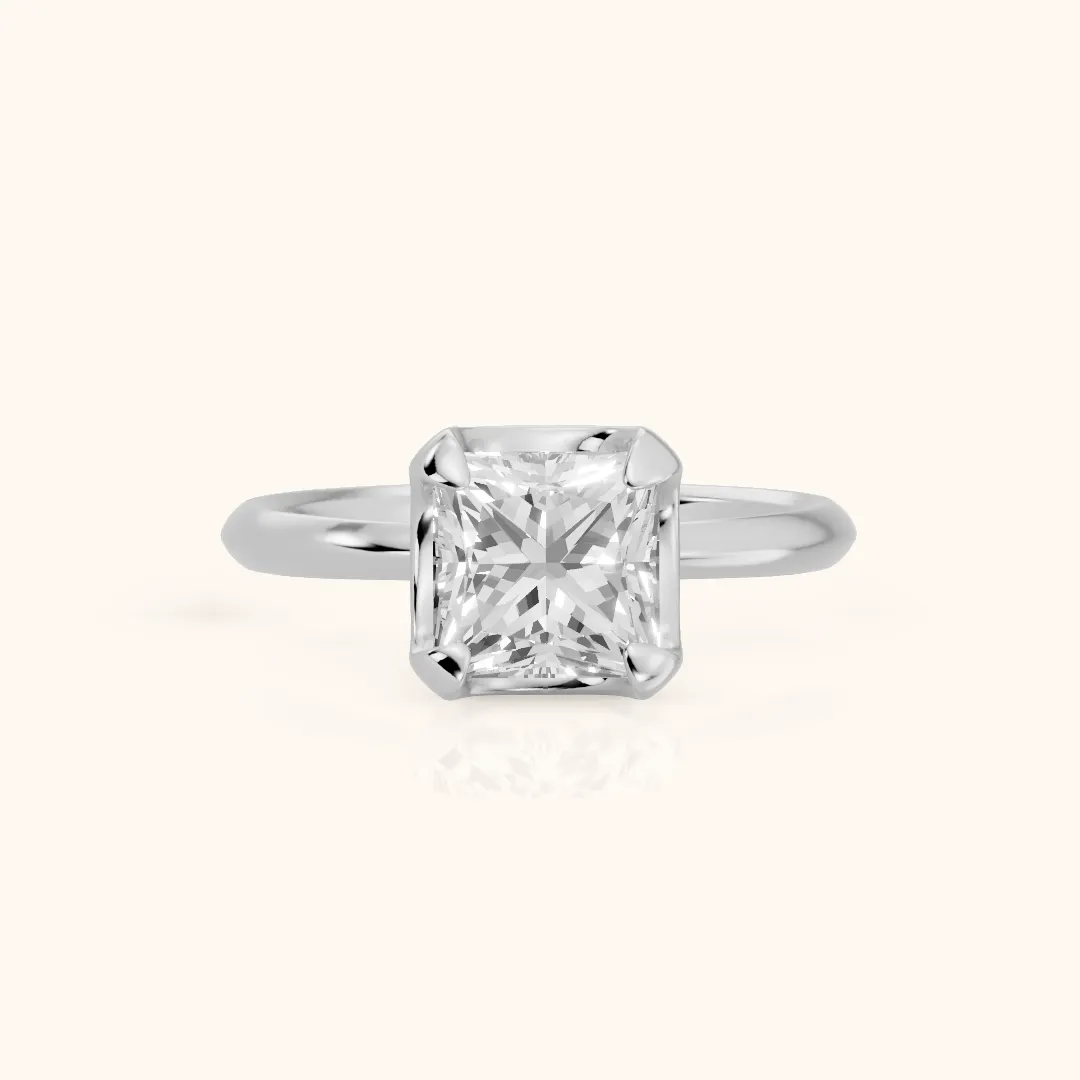 Adele Crown Solitaire Princess Diamond Engagement Ring in Silver — view 2