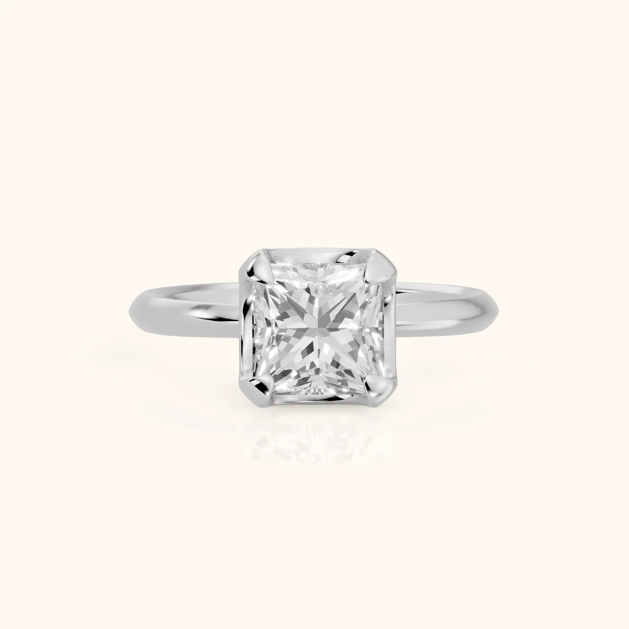 Adele Crown Solitaire Princess Diamond Engagement Ring in Silver — view 1
