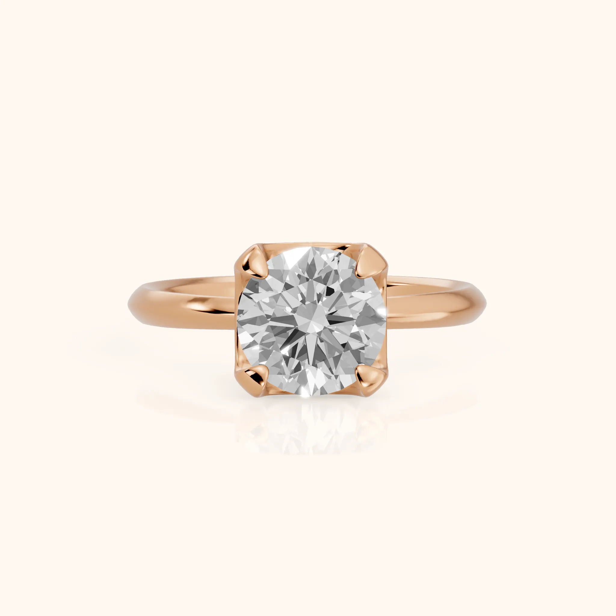 Adele Crown Solitaire Round Diamond Engagement Ring in Rose Gold — view 1