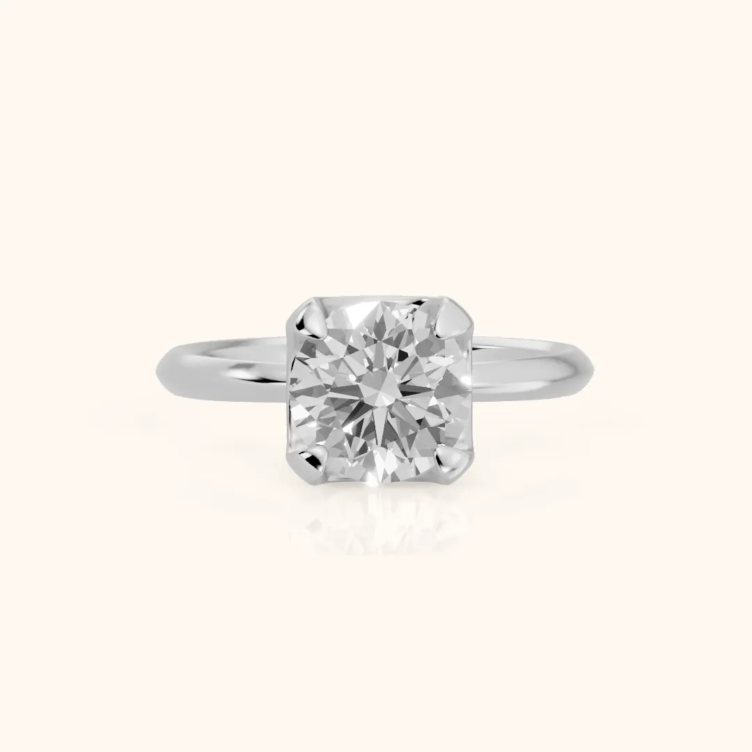 Adele Crown Solitaire Round Diamond Engagement Ring in Platinum — view 2