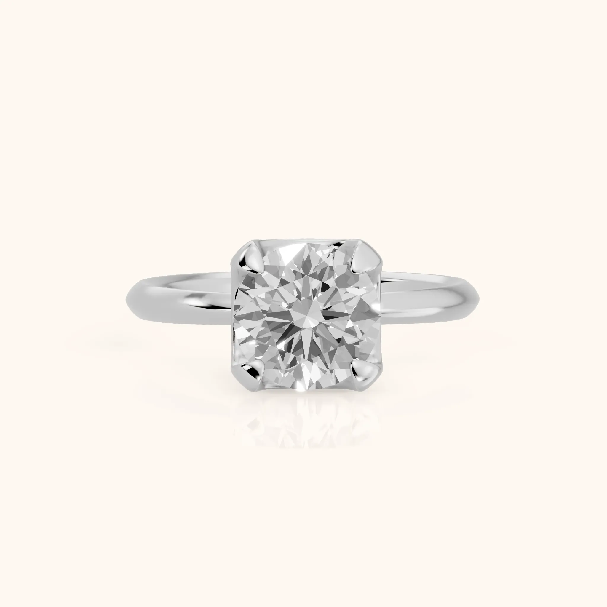 Adele Crown Solitaire Round Diamond Engagement Ring in Platinum — view 1