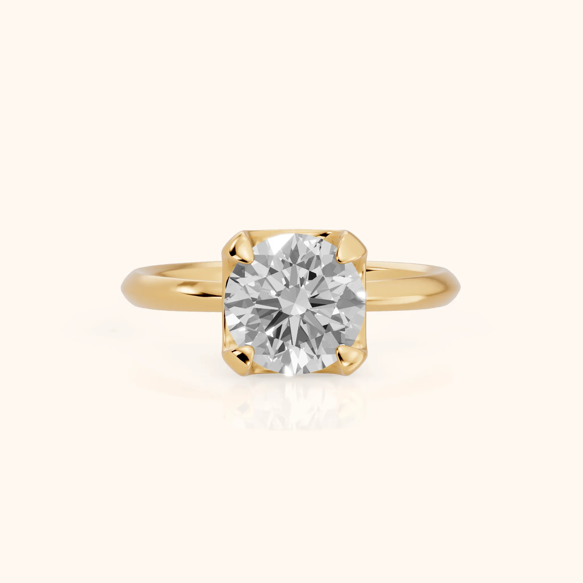 Adele Crown Solitaire Round Diamond Engagement Ring in Yellow Gold — view 1
