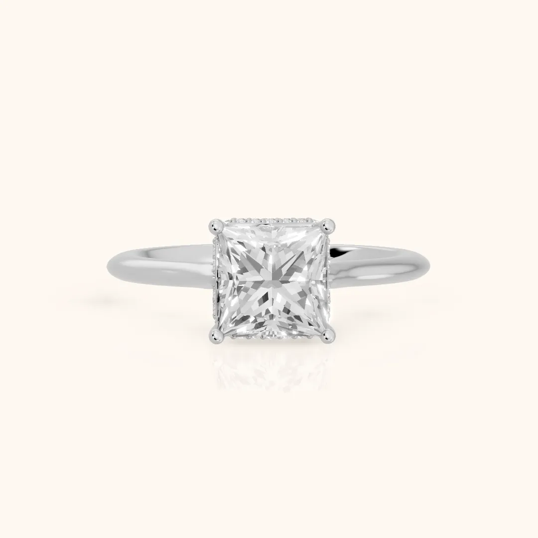 Aimee Hidden Halo Cathedral Princess Diamond Engagement Ring in Platinum — view 2