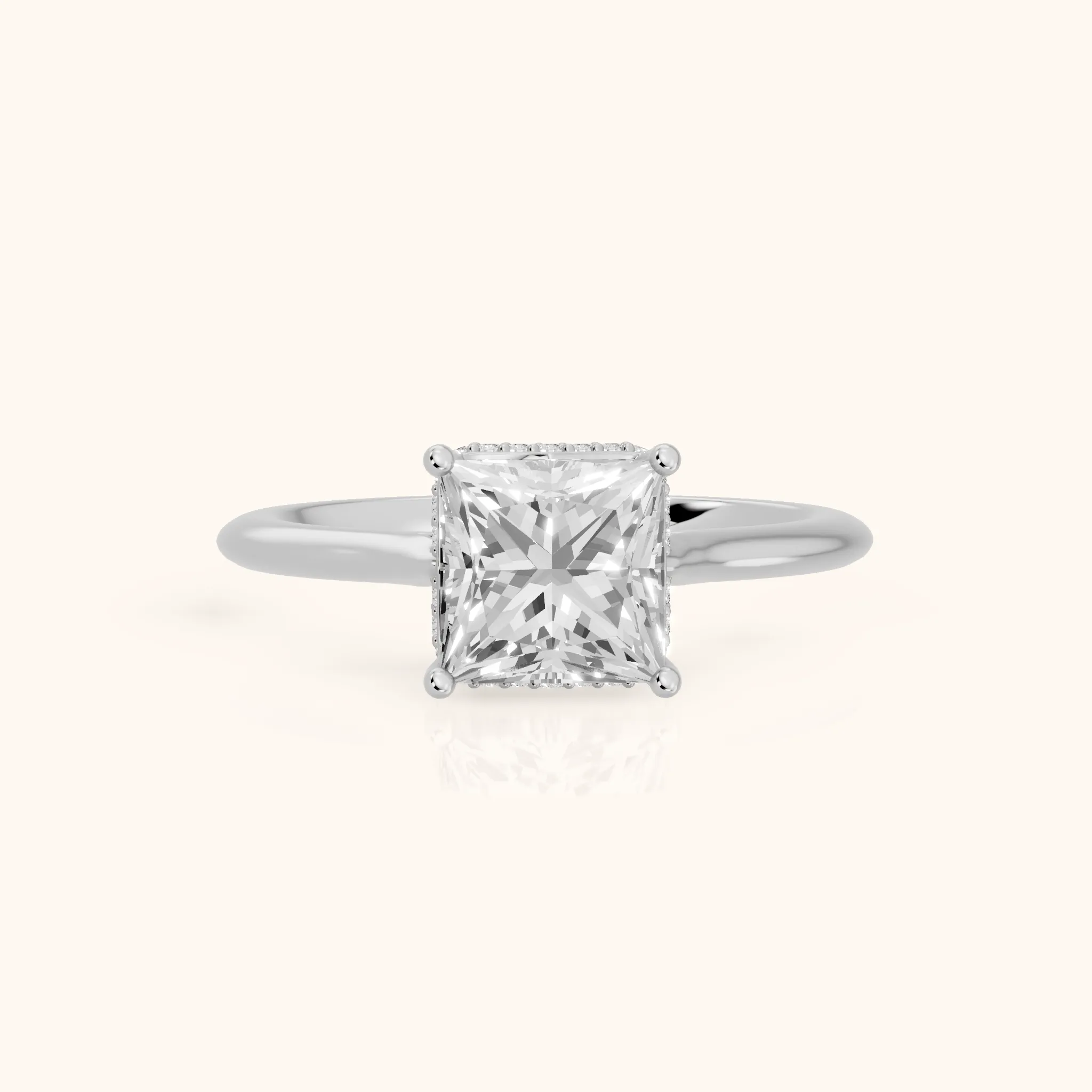 Aimee Hidden Halo Cathedral Princess Diamond Engagement Ring in Platinum — view 1