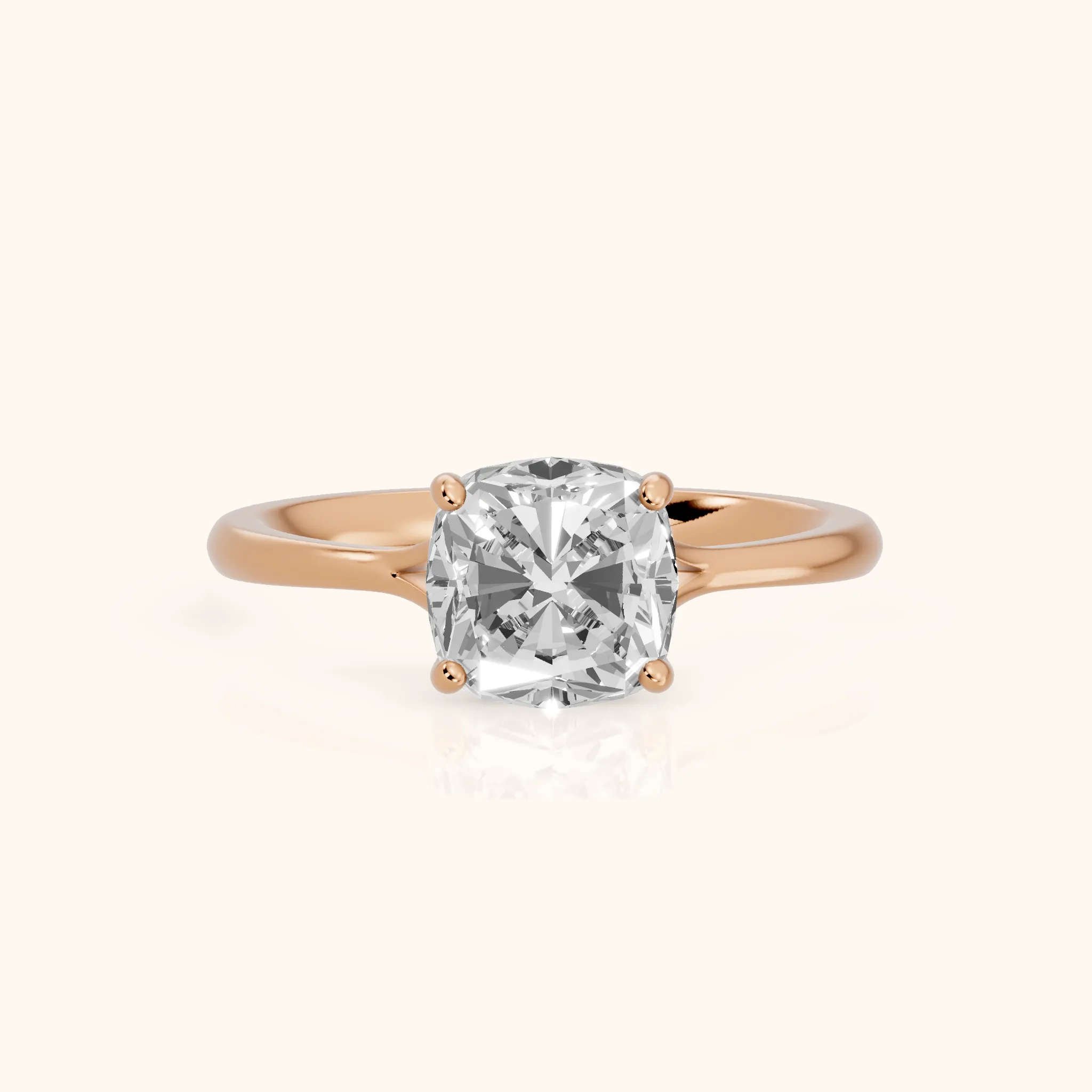 Blanche Solitaire Split Shank Cushion Diamond Engagement Ring in Rose Gold — view 1