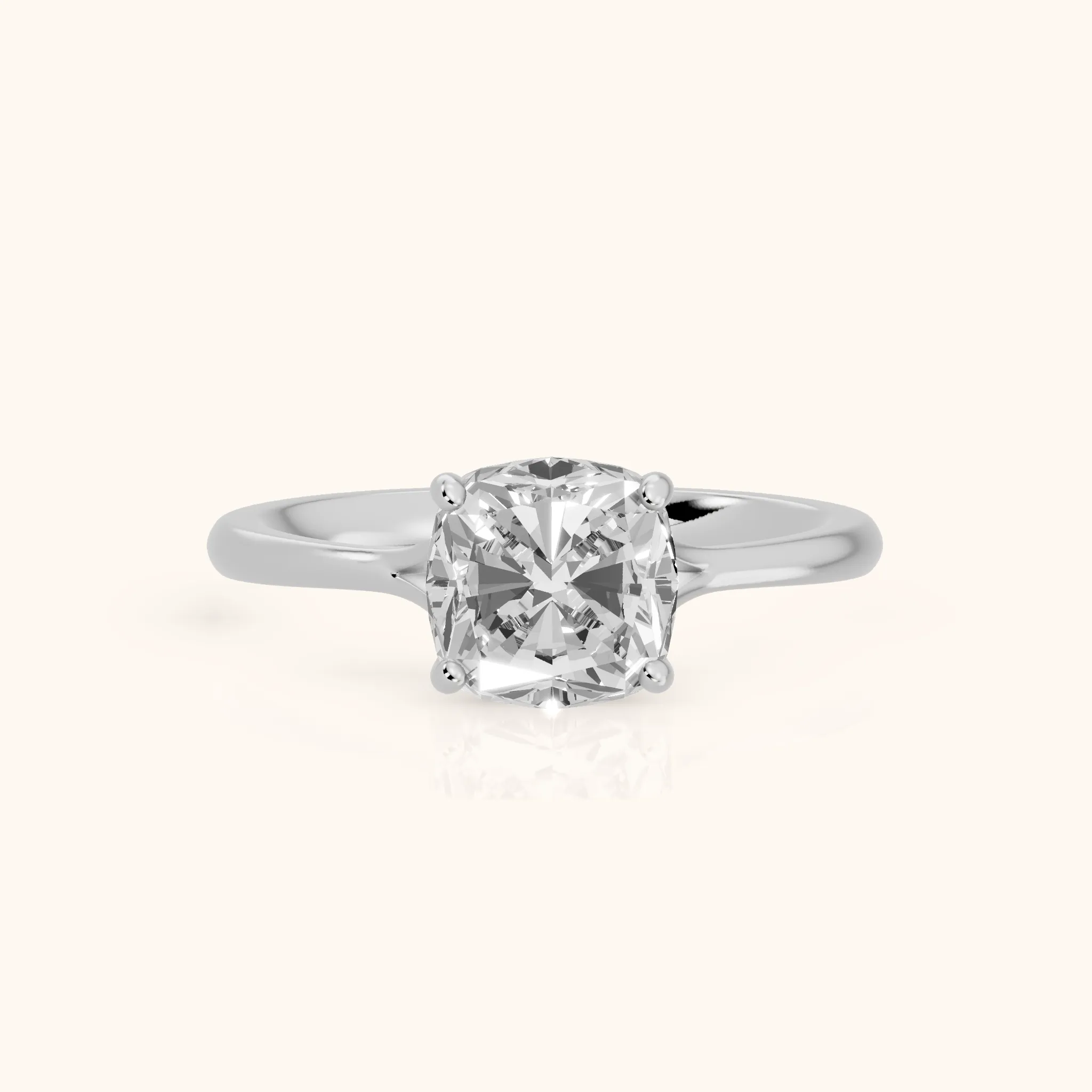 Blanche Solitaire Split Shank Cushion Diamond Engagement Ring in Silver — view 1