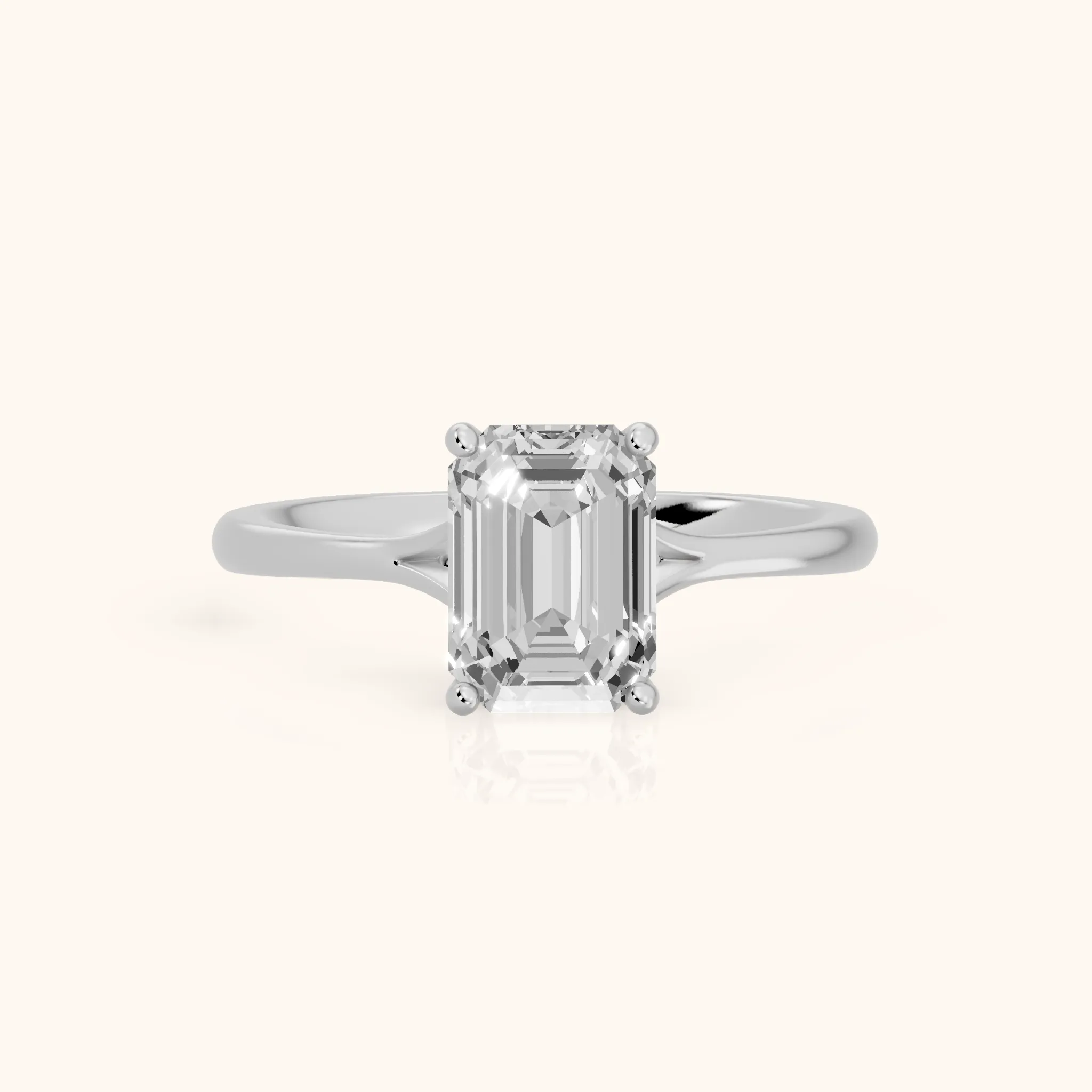 Blanche Solitaire Split Shank Emerald Diamond Engagement Ring in Silver — view 1