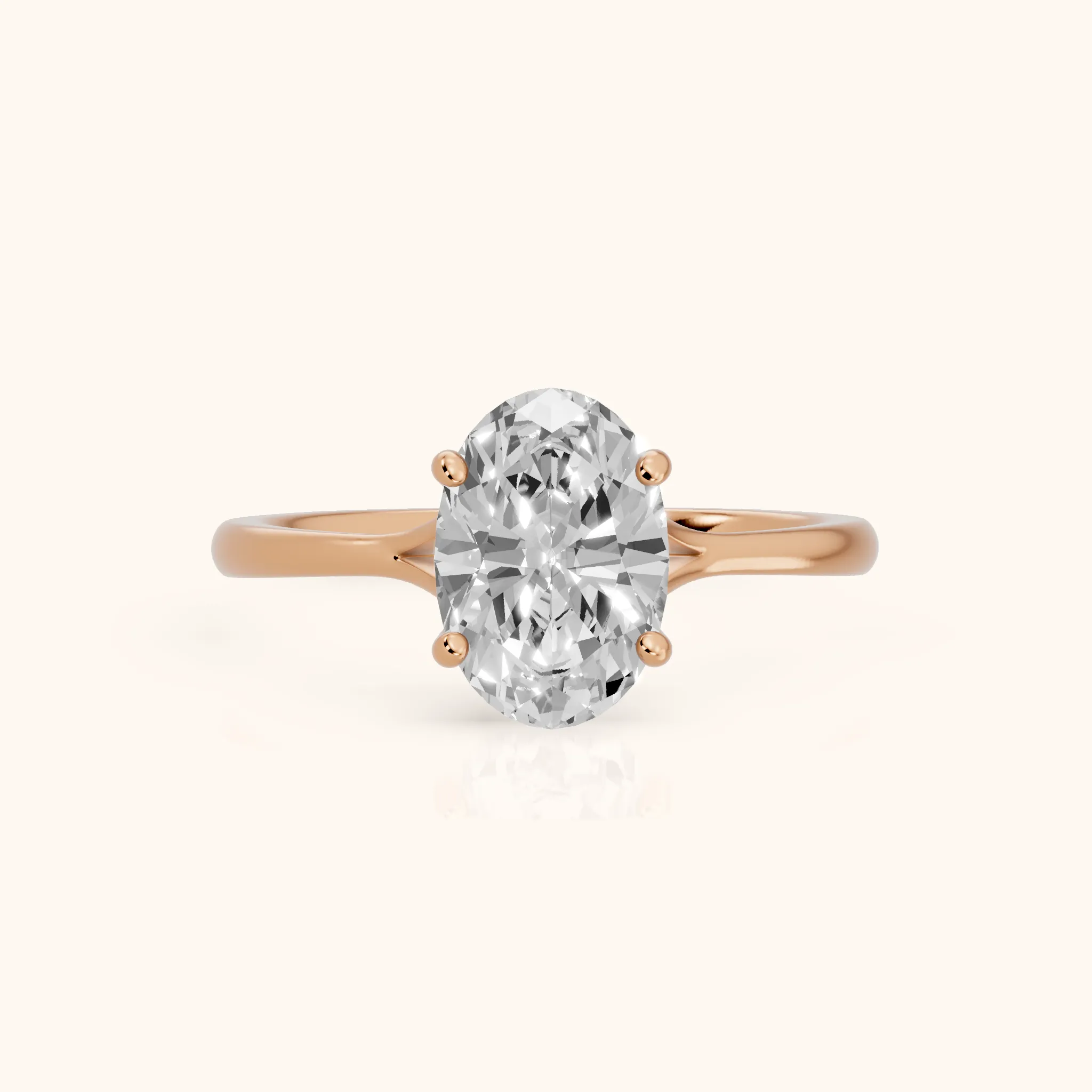 Blanche Solitaire Split Shank Oval Diamond Engagement Ring in Rose Gold — view 1