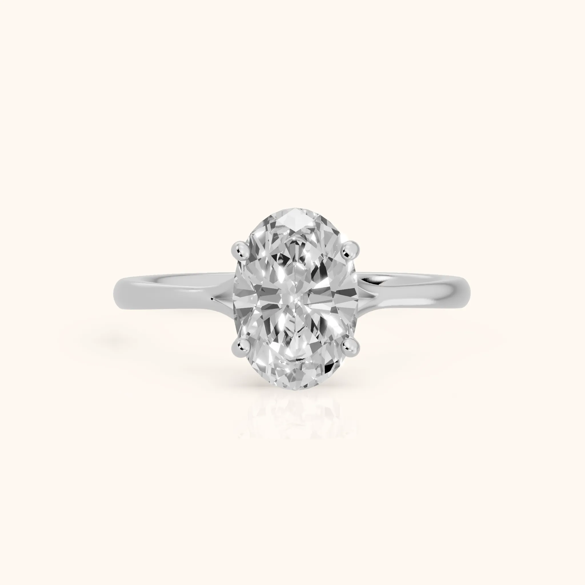 Blanche Solitaire Split Shank Oval Diamond Engagement Ring in Silver — view 1
