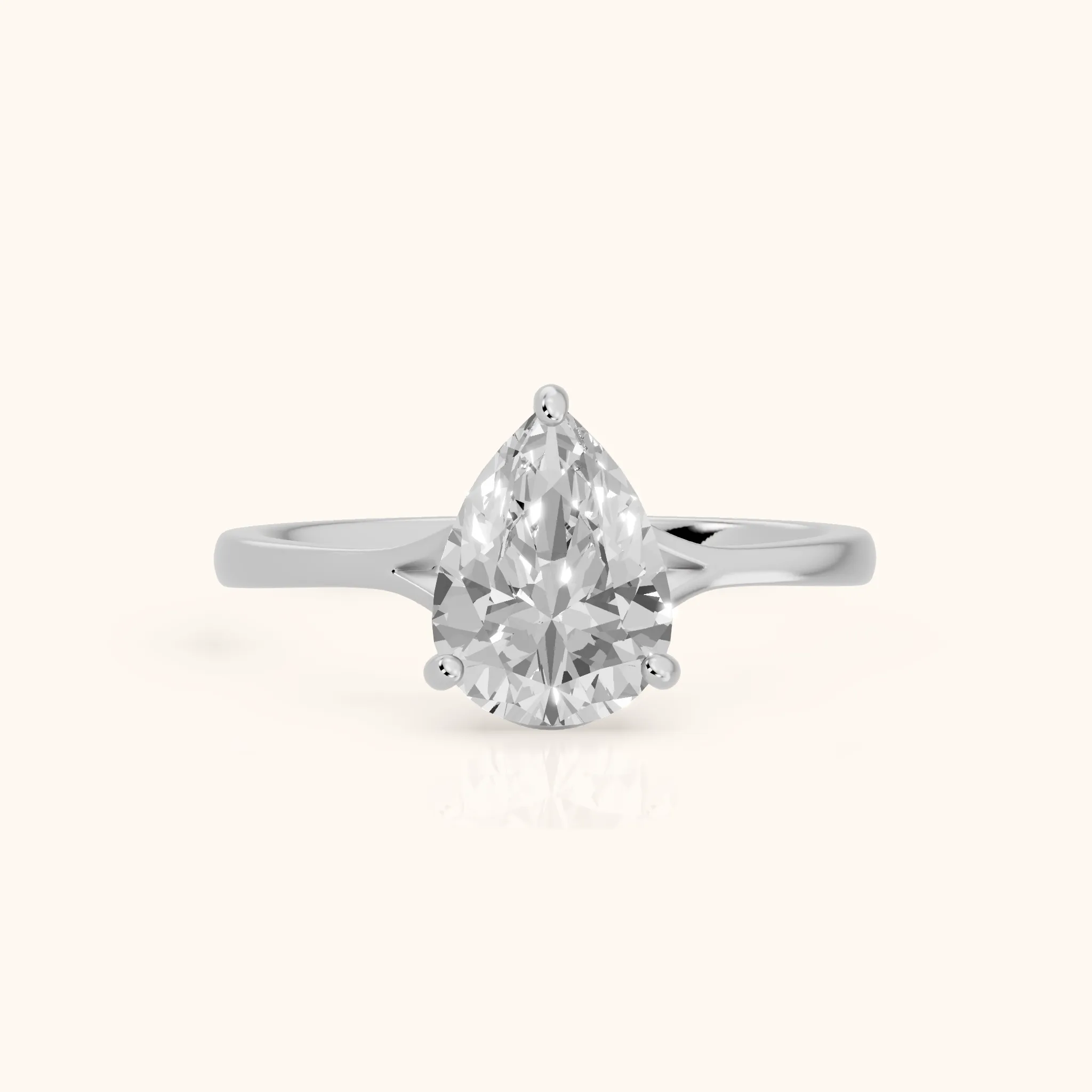 Blanche Solitaire Split Shank Pear Diamond Engagement Ring in Silver — view 1