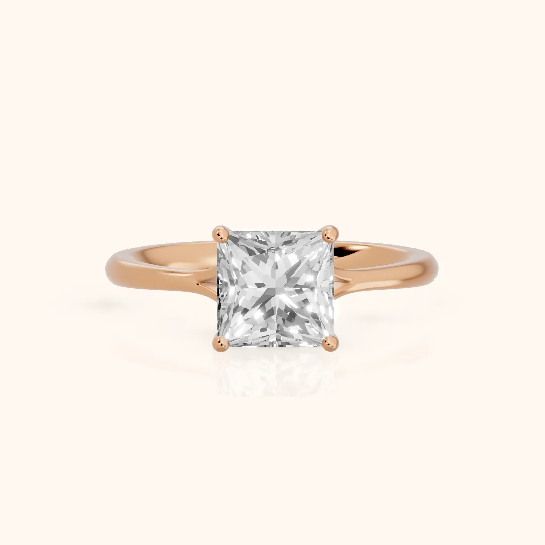 Blanche Solitaire Split Shank Princess Diamond Engagement Ring in Rose Gold — view 2