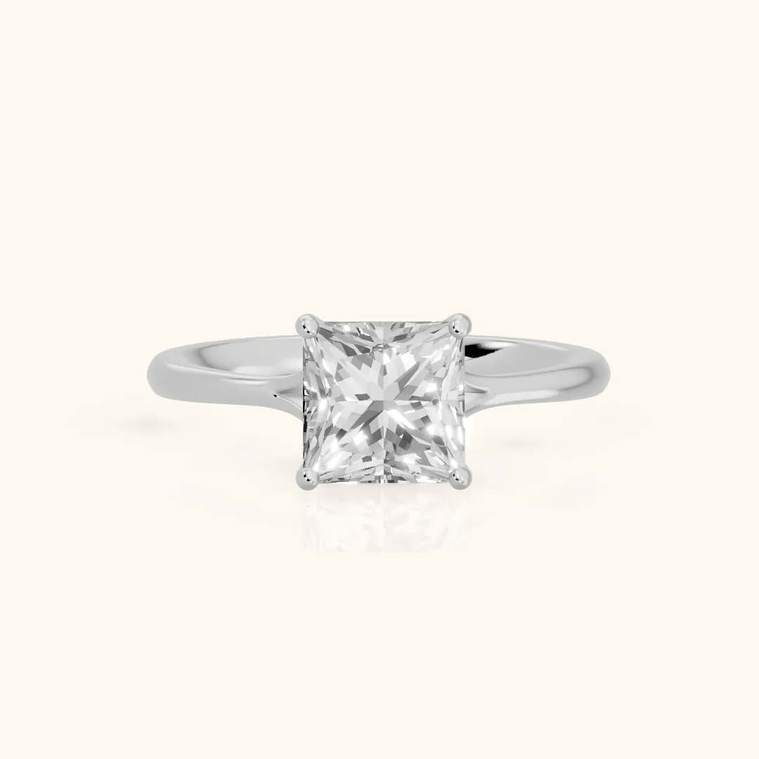 Blanche Solitaire Split Shank Princess Diamond Engagement Ring in Silver — view 2