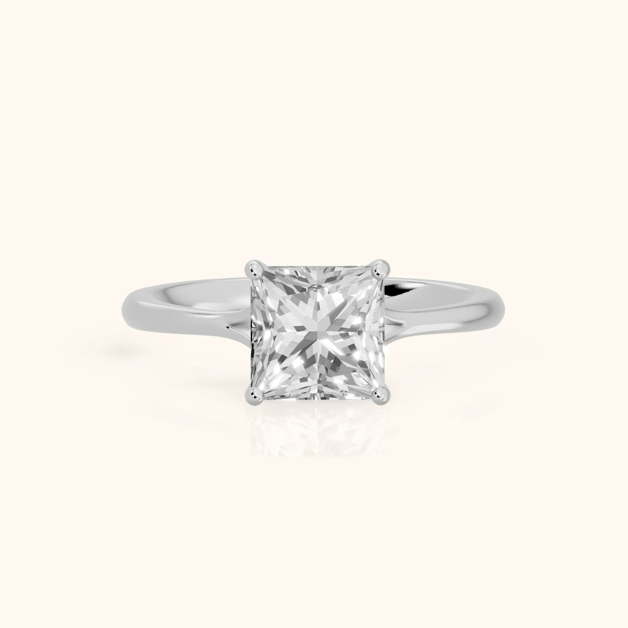Blanche Solitaire Split Shank Princess Diamond Engagement Ring in Silver — view 1