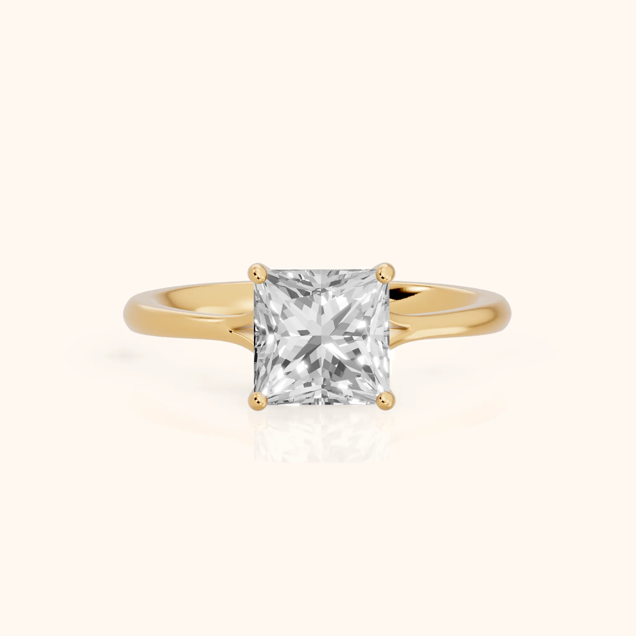 Blanche Solitaire Split Shank Princess Diamond Engagement Ring in Yellow Gold — view 1