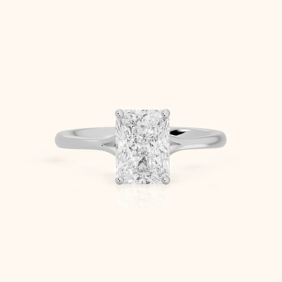 Blanche Solitaire Split Shank Radiant Diamond Engagement Ring in Silver — view 2