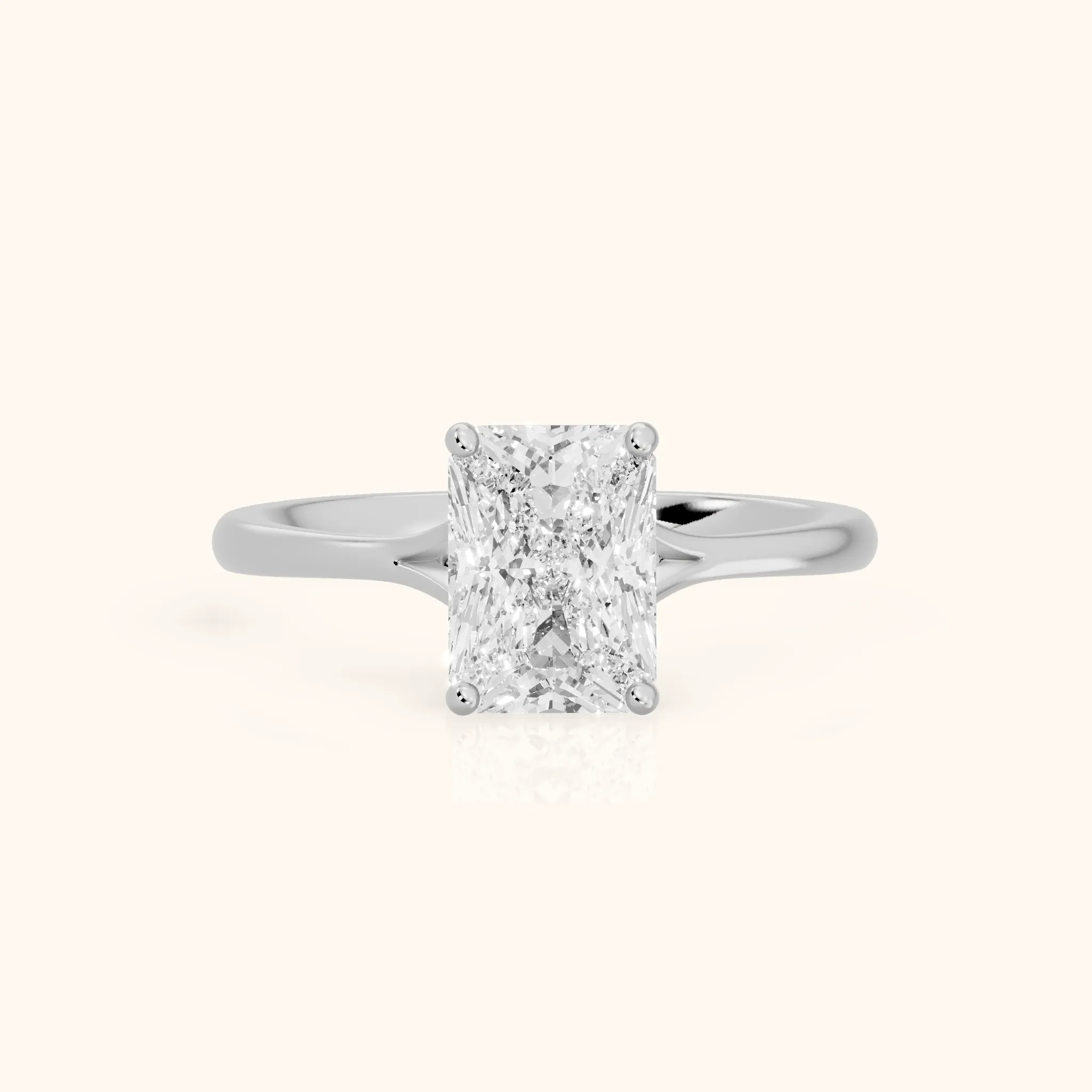 Blanche Solitaire Split Shank Radiant Diamond Engagement Ring in Silver — view 1