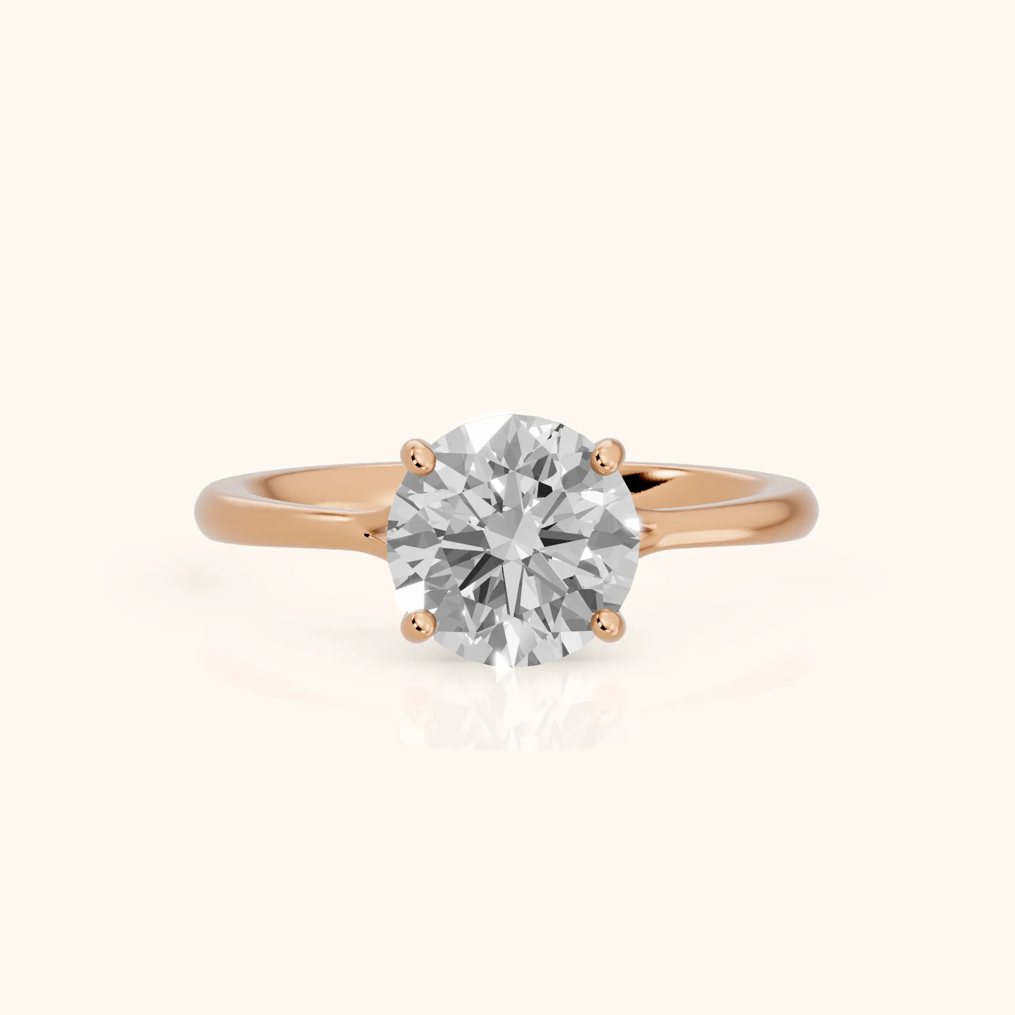 Blanche Solitaire Split Shank Round Diamond Engagement Ring in Rose Gold — view 1