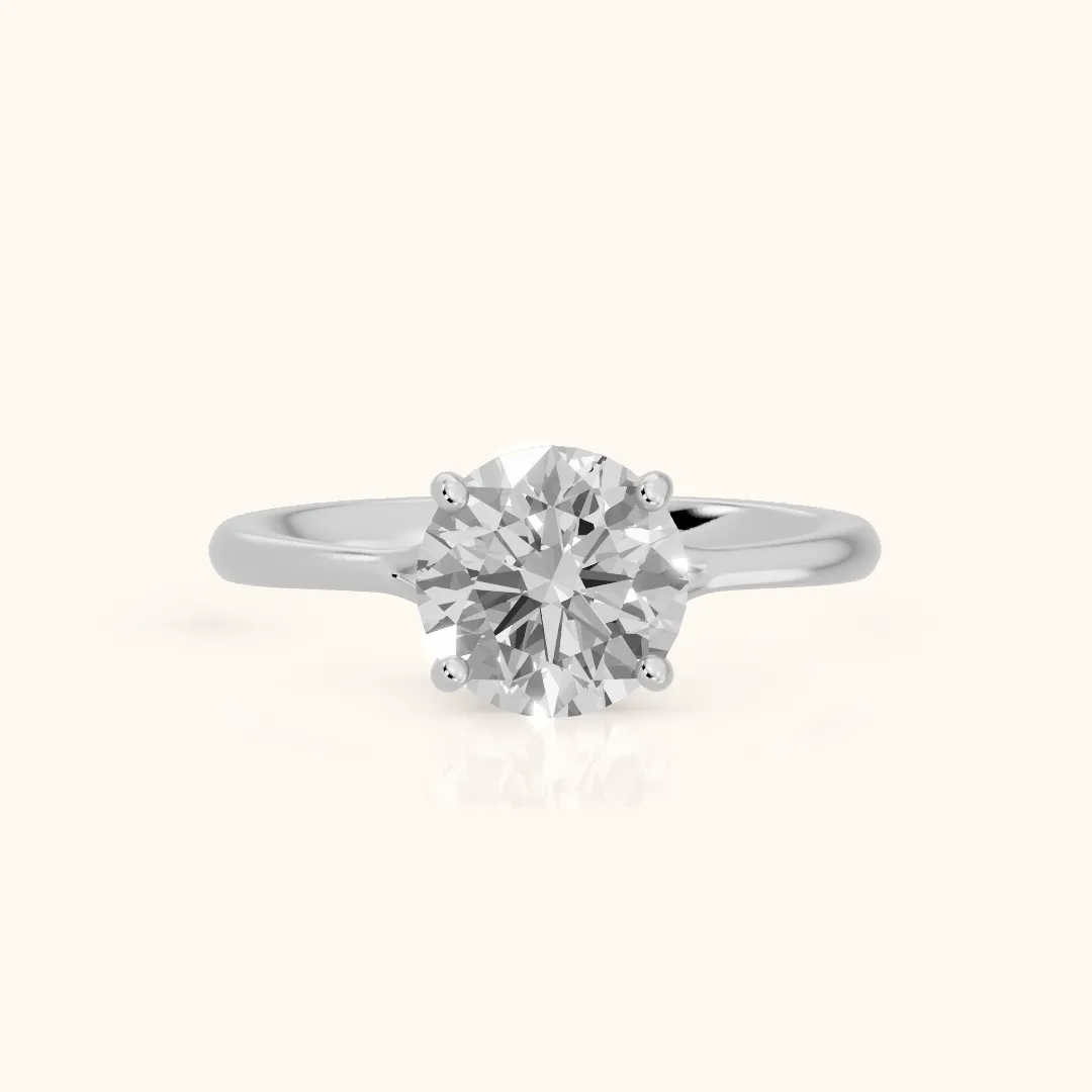 Blanche Solitaire Split Shank Round Diamond Engagement Ring in Silver — view 2