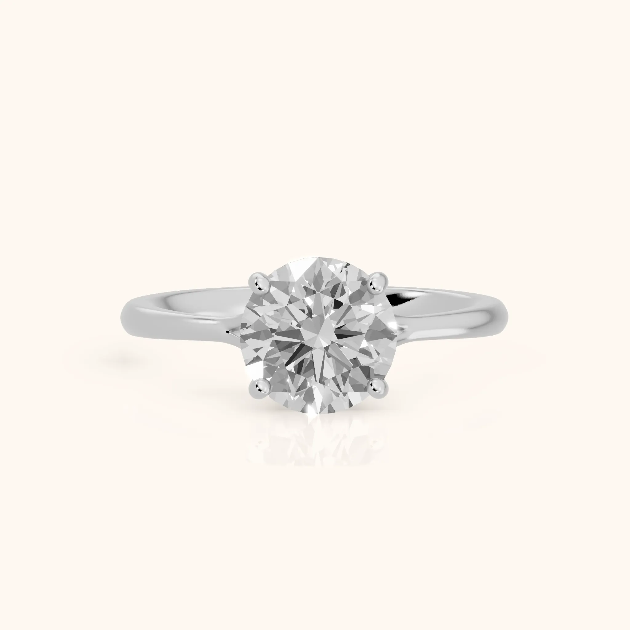 Blanche Solitaire Split Shank Round Diamond Engagement Ring in Silver — view 1