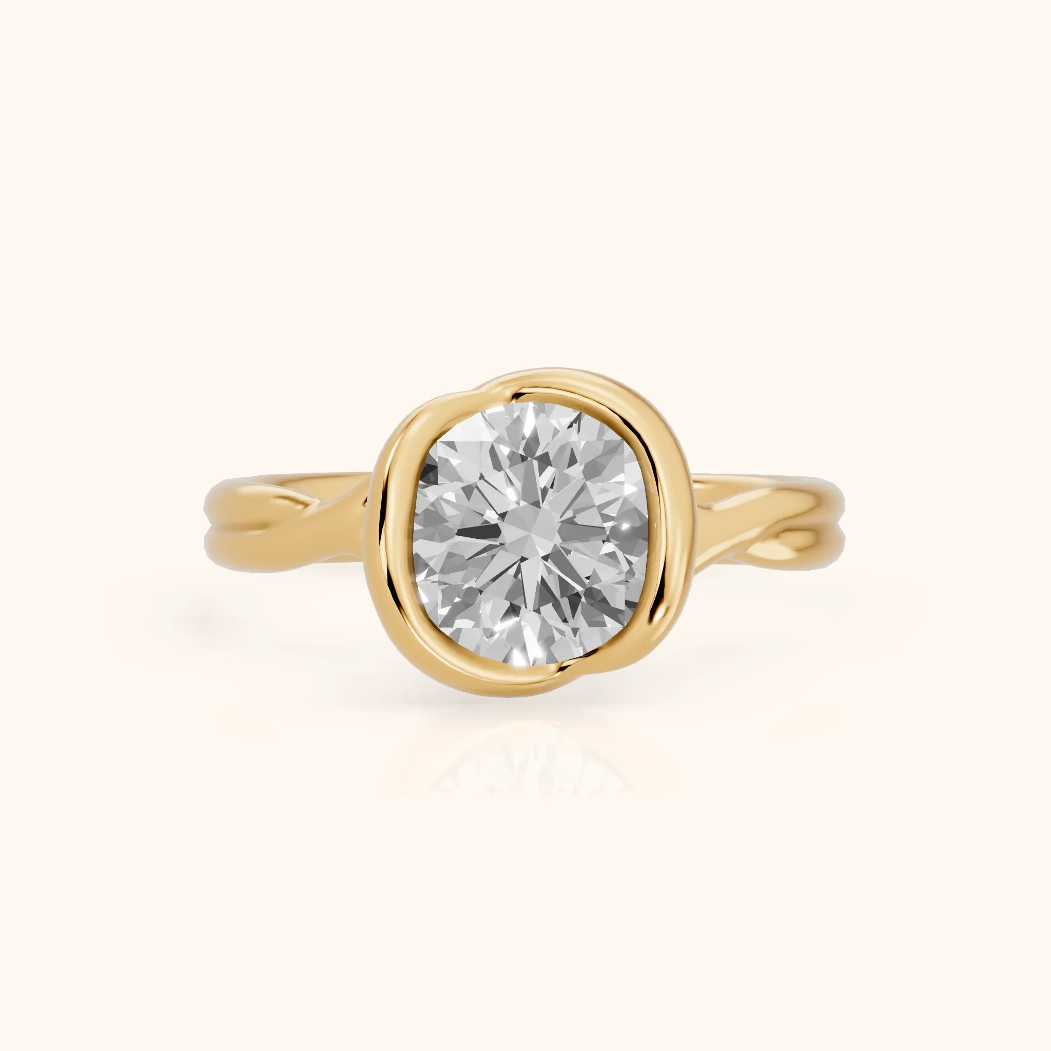 Lucille Half Bezel Solitaire Round Diamond Engagement Ring in Yellow Gold — view 1