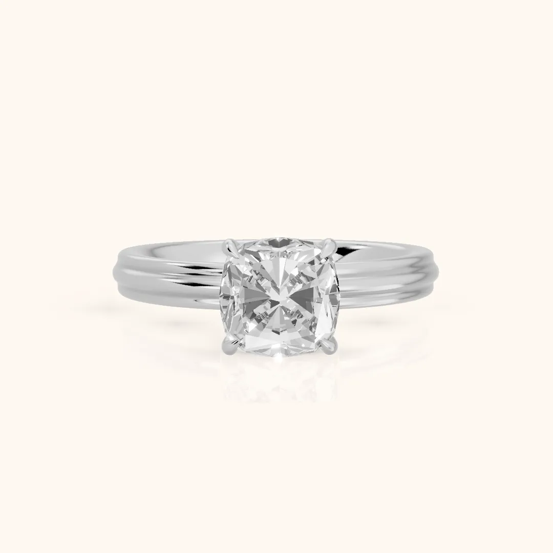 Seraphine Hidden Halo Cushion Diamond Engagement Ring in Silver — view 2