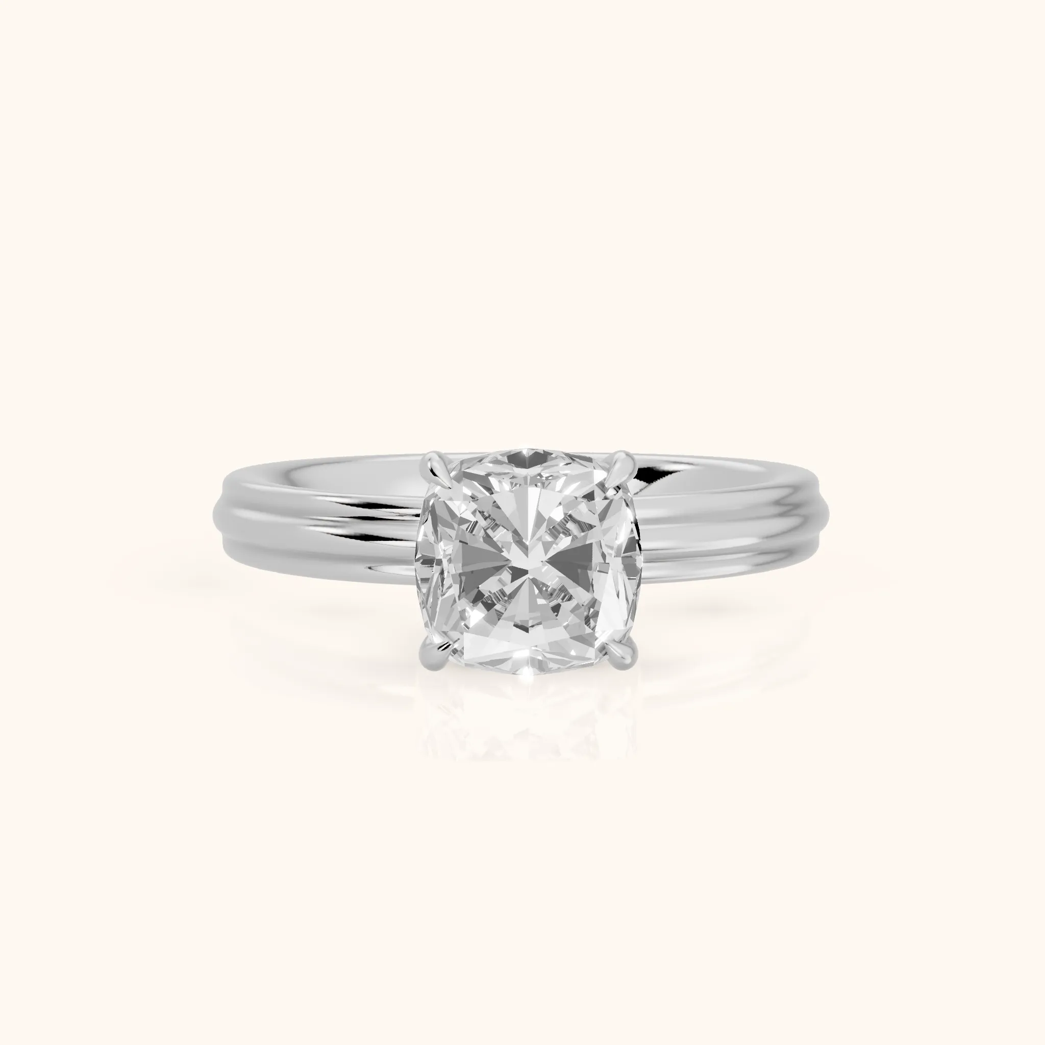 Seraphine Hidden Halo Cushion Diamond Engagement Ring in Silver — view 1