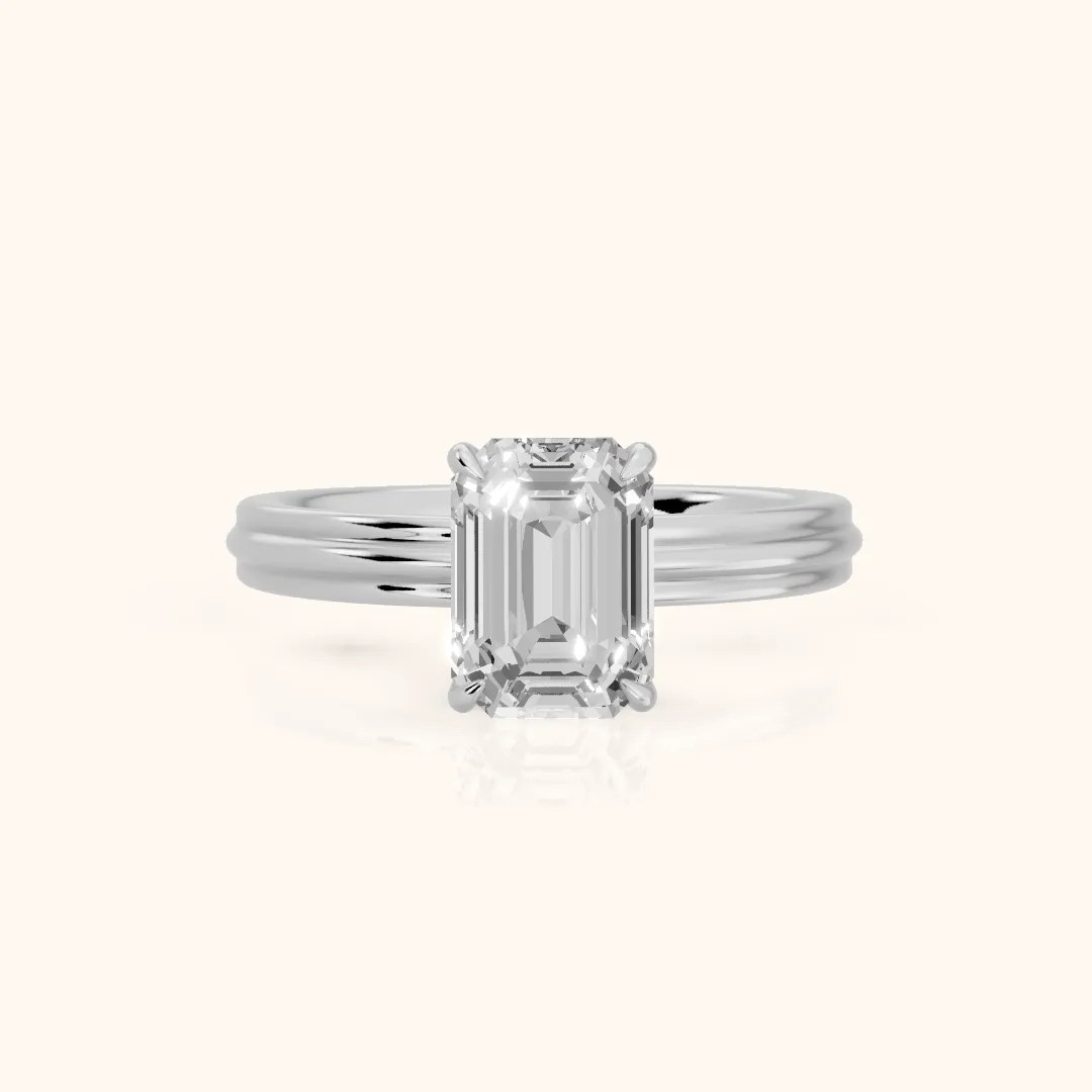 Seraphine Hidden Halo Emerald Diamond Engagement Ring in Silver — view 2
