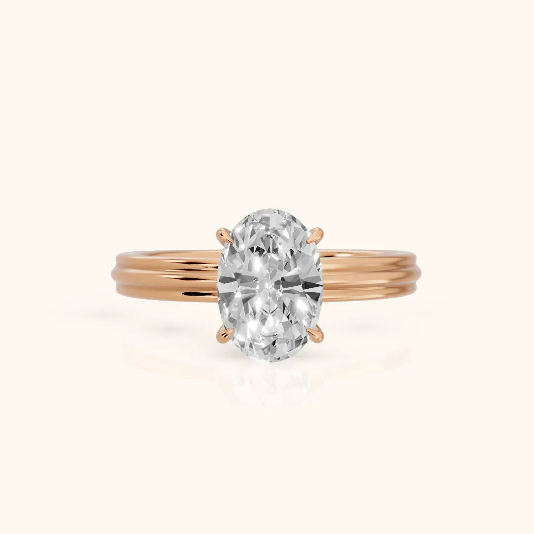 Seraphine Hidden Halo Oval Diamond Engagement Ring in Rose Gold — view 2
