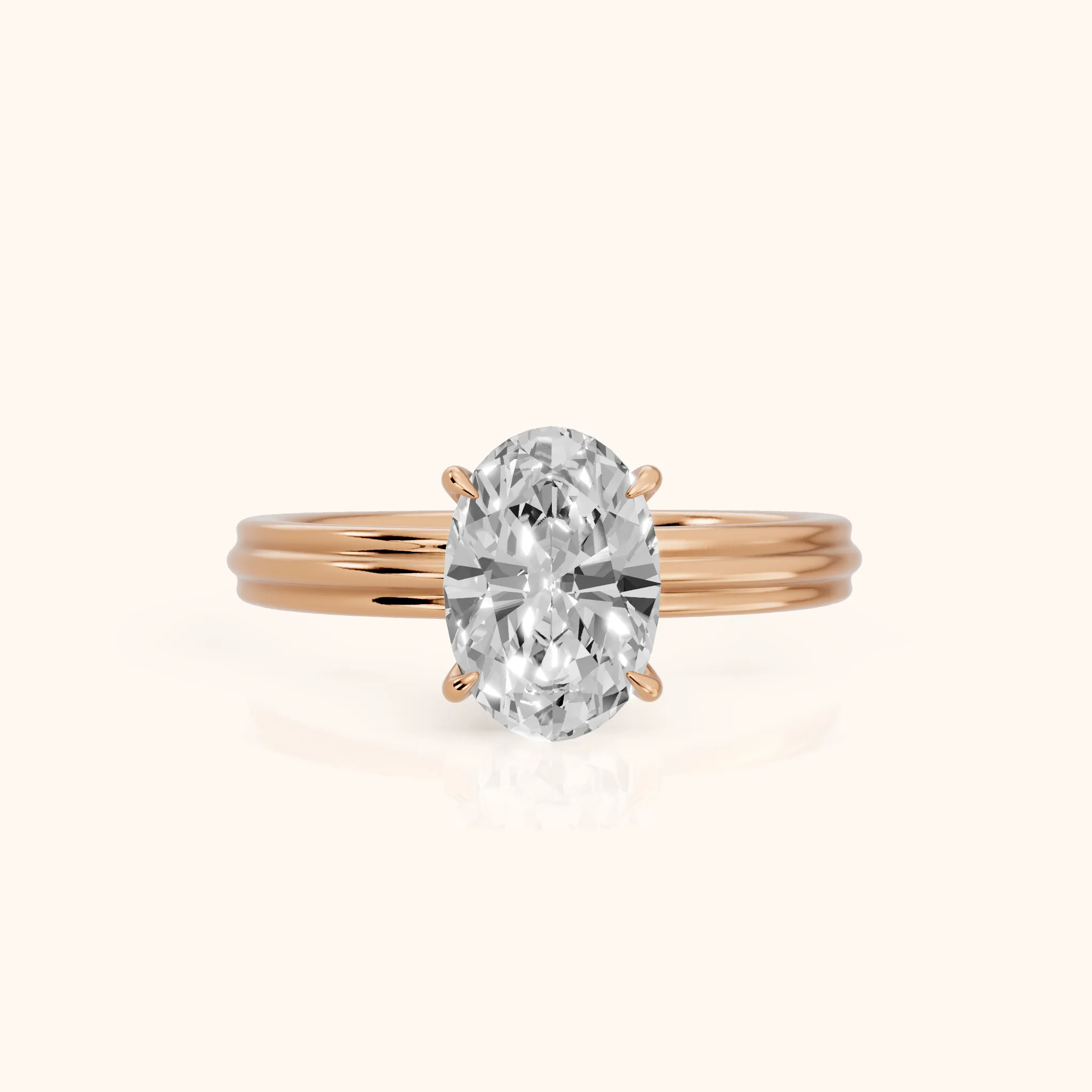 Seraphine Hidden Halo Oval Diamond Engagement Ring in Rose Gold — view 1